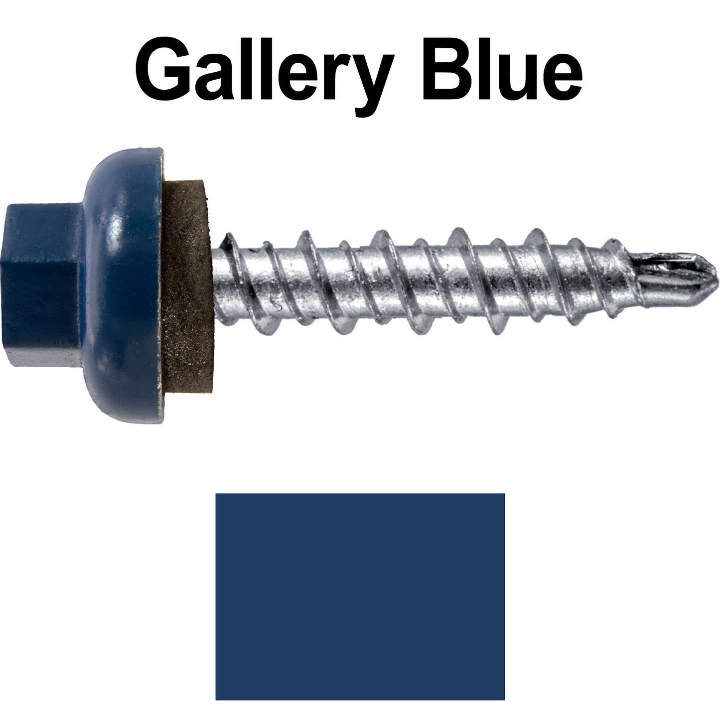 10 X 1" Zinc Aluminum Cap MINI-DRILLER Roofing Screws HI-LO THREAD Zinc Plated Carbon Steel Shank - EPDM Washer - Colored head