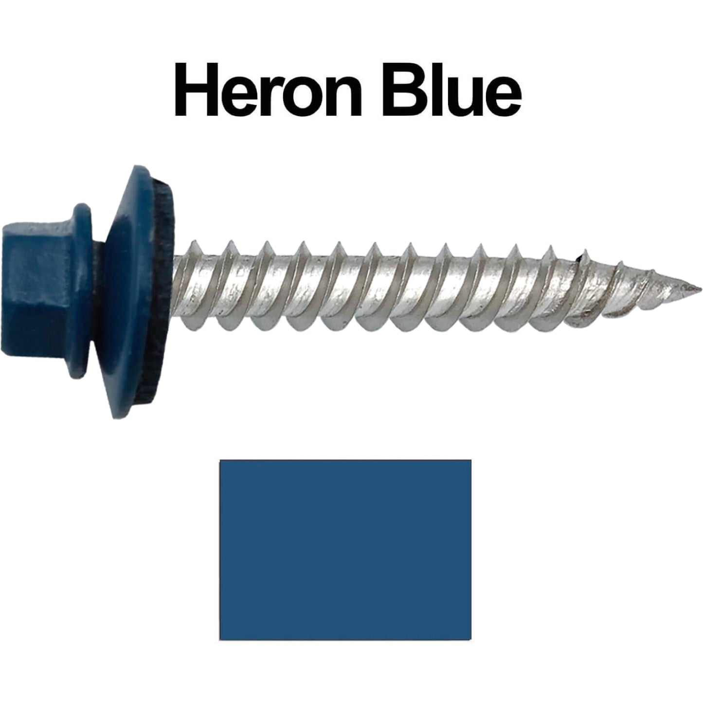 12 x 1-1/2" Stainless Steel Metal Roofing Screw - Hex Washer Head - Self starting/self tapping - EPDM washer. Colored head.