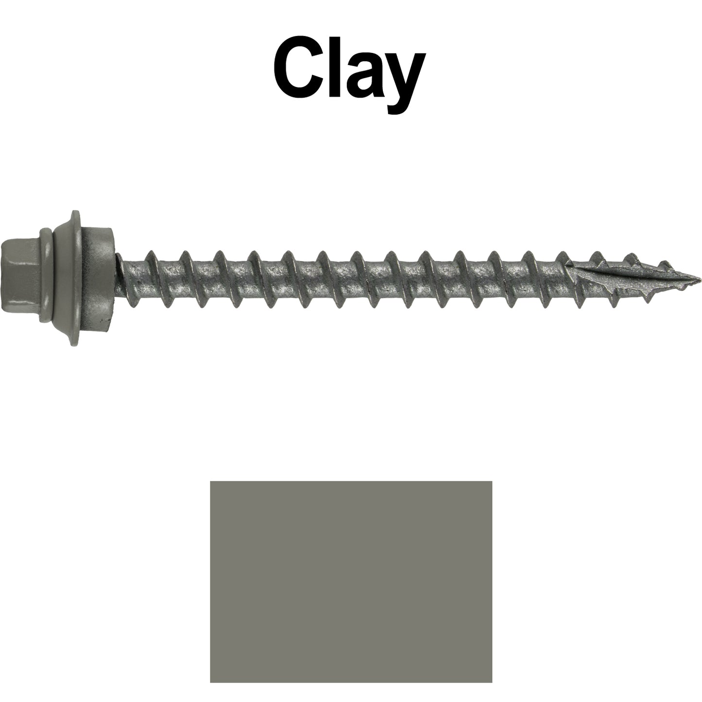 12 X 2-1/2" Metal Roofing Screws For OSB and Plywood - Galvanized Metal to Wood Type 17 Tip - 1/4" Hex Head - Assembled EPDM Washer