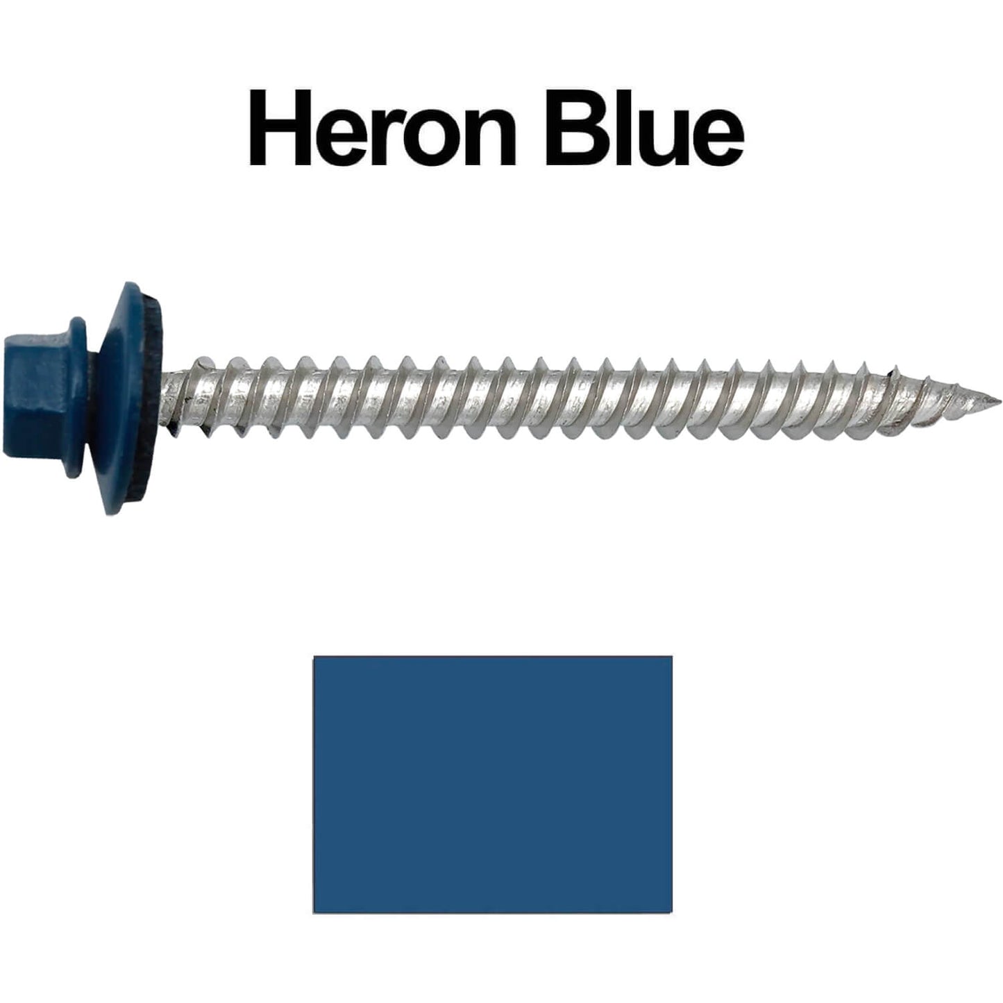 12 x 2-1/2" Stainless Steel Metal Roofing Screw - Hex Washer Head - Self starting/self tapping - EPDM washer. Colored head.