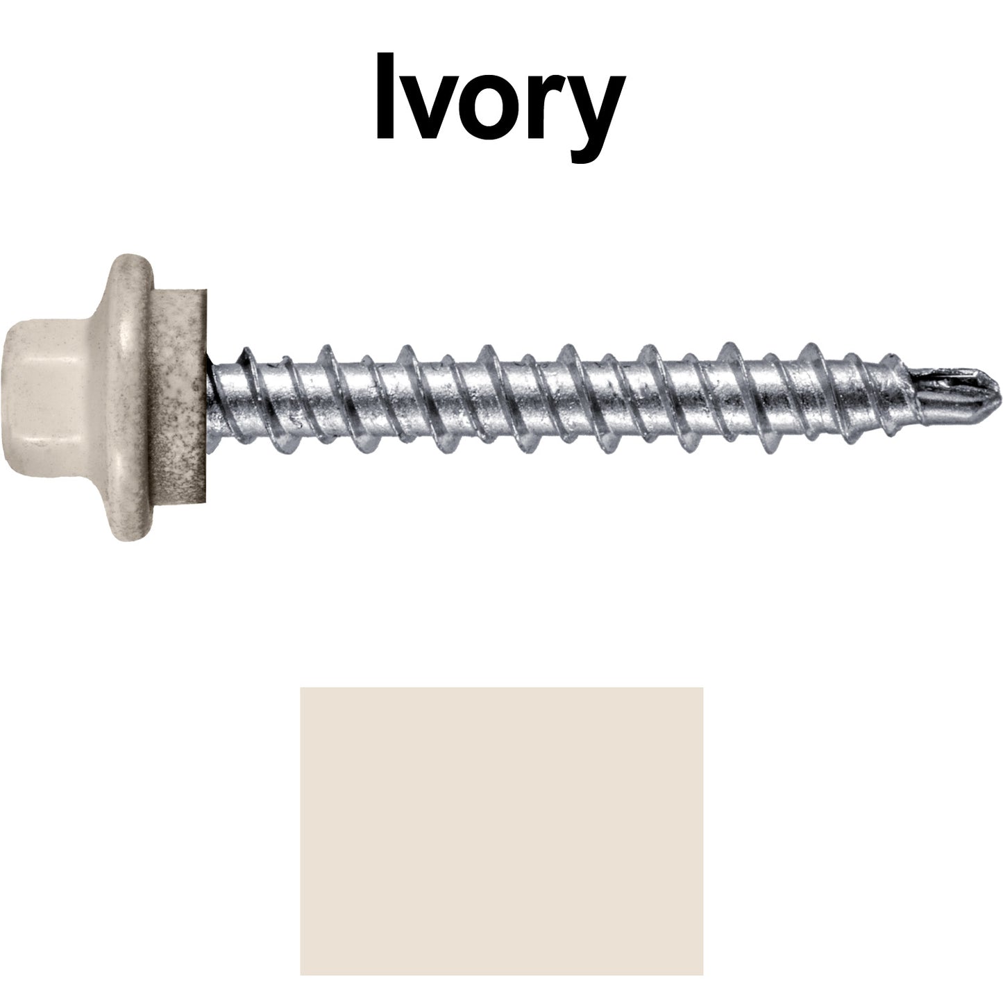 #10 x 1-1/2" Stainless Steel Mini Driller Sheet Metal Roofing Screw - Hex Washer Cap - Self starting metal to wood siding screws - EPDM washer. Colored head.