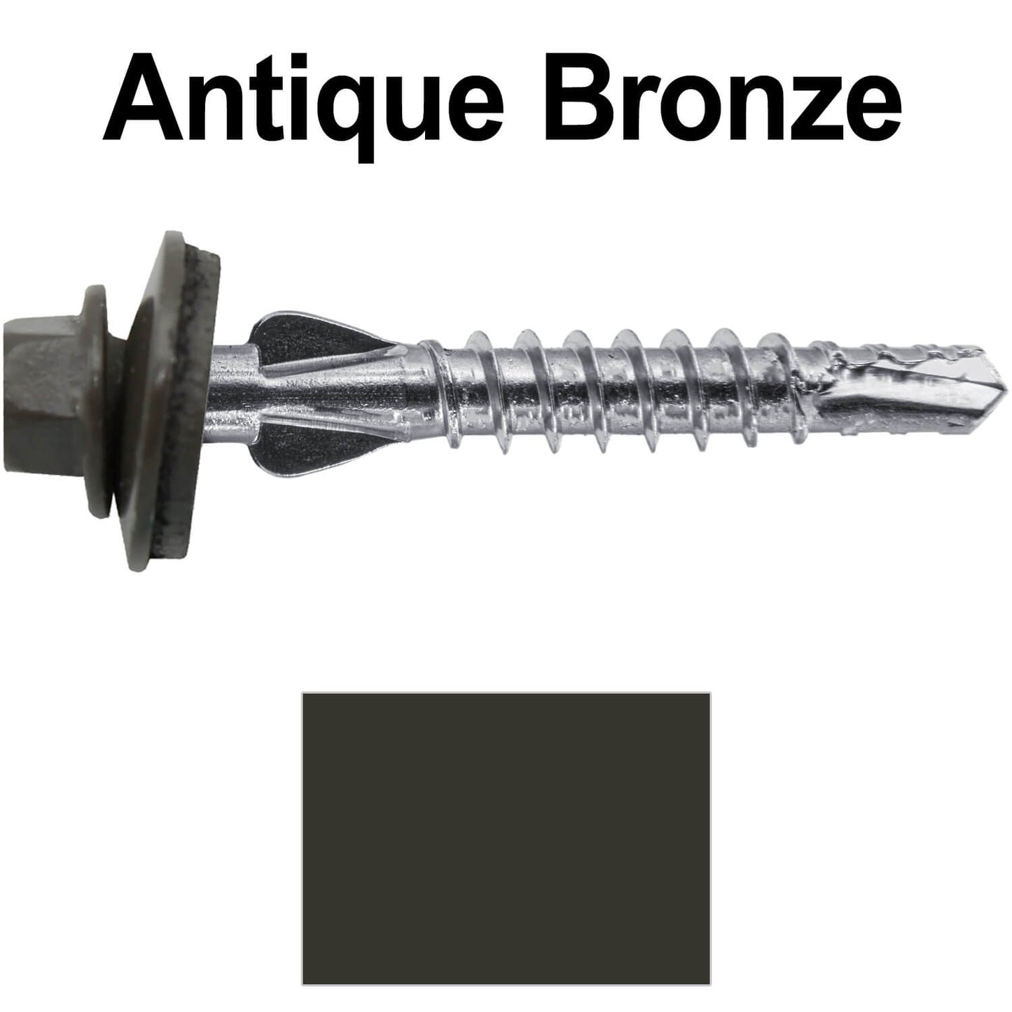 12 X 1-1/2" PFP STAINLESS STEEL Fastener - 1/4" Washer Hex Head - #3 Drill Point Tip - For Polycarbonite, Fiberglass and PVC sheeting. Colored head.