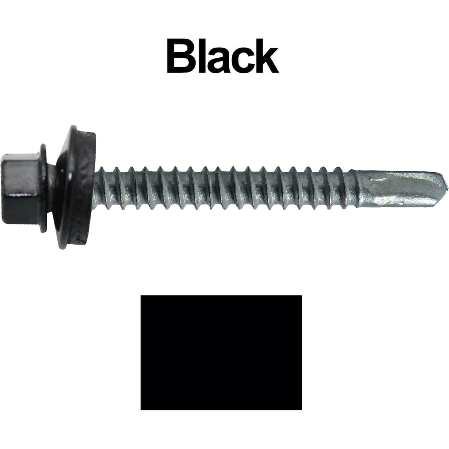 #12 x 2-1/2" Metal to Metal Type #3 Metal Roofing Screws - Hex Head Drill Point - 9/16" EPDM Washer. Colored head.
