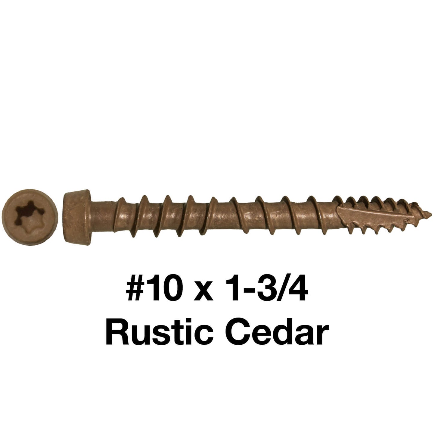 #10 x 1-3/4" Colored Composite Decking Wood Screws with Torx/Star Drive Head (T20 Bit), Exterior Coated, Compatible with Pressure Treated and ACQ Lumber