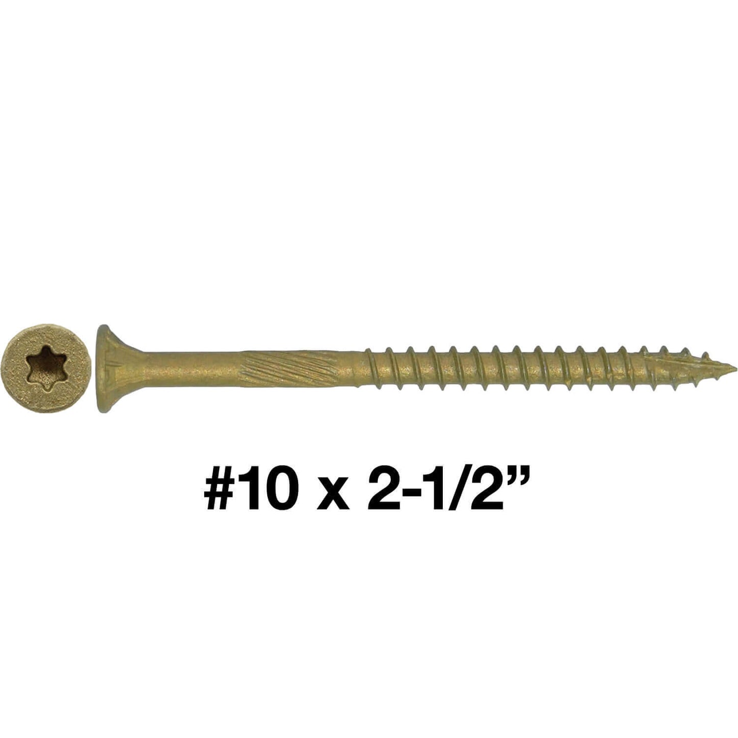 #10 x 2" - 6" Bronze Exterior Coated Wood Screw Torx/Star Drive Head - Multipurpose Exterior Coated Torx/Star Drive Wood Screws