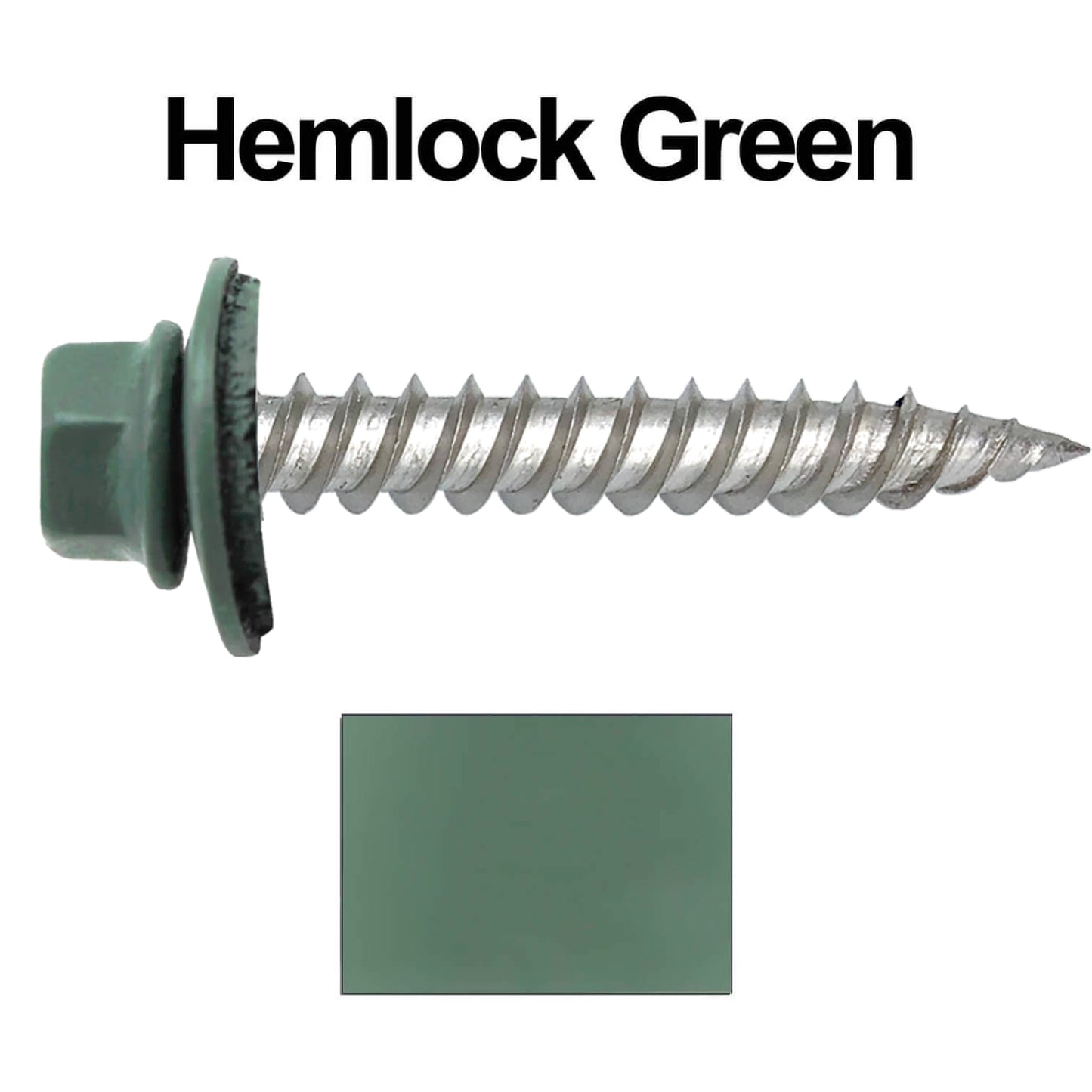12 x 1-1/2" Stainless Steel Metal Roofing Screw - Hex Washer Head - Self starting/self tapping - EPDM washer. Colored head.