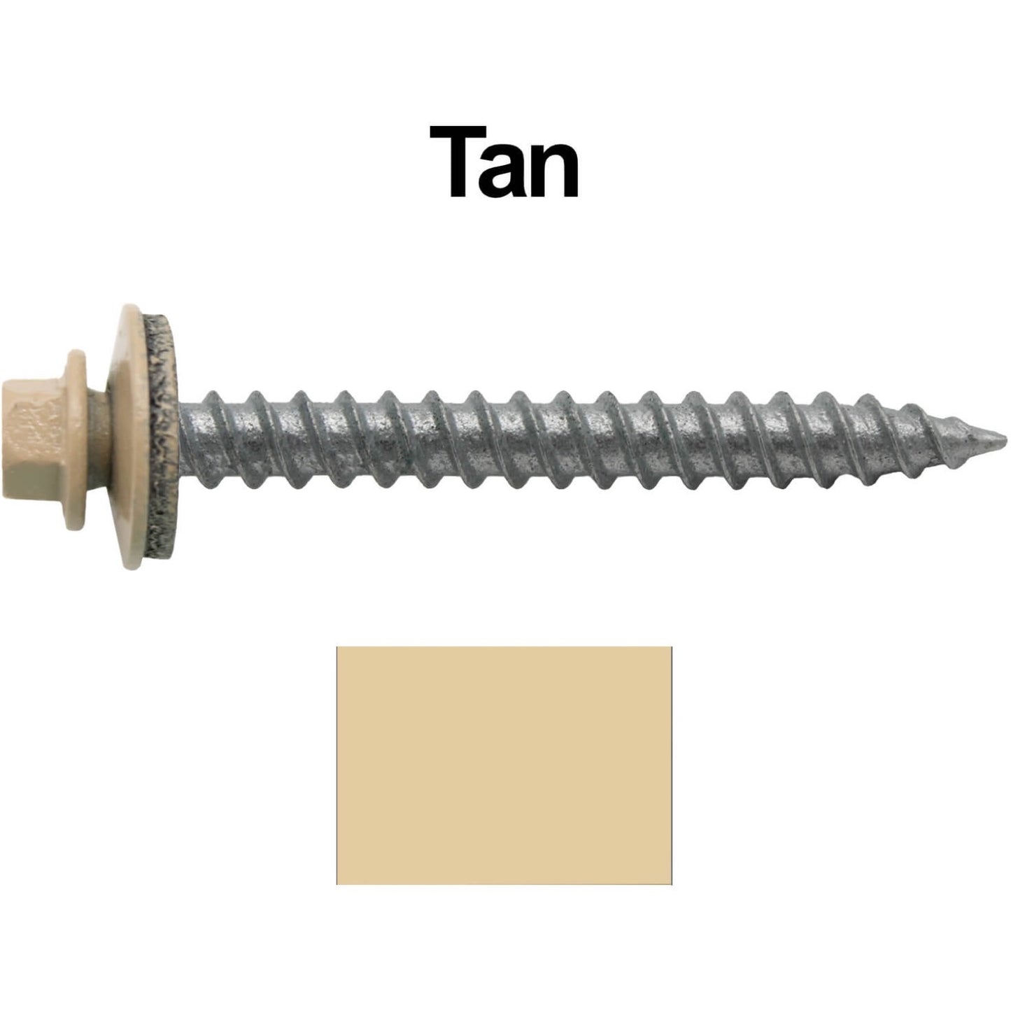 #12 x 2" RE-GRIP METAL ROOFING SCREWS - Hex Washer Head - Self starting/self tapping - EPDM washer. Colored head.