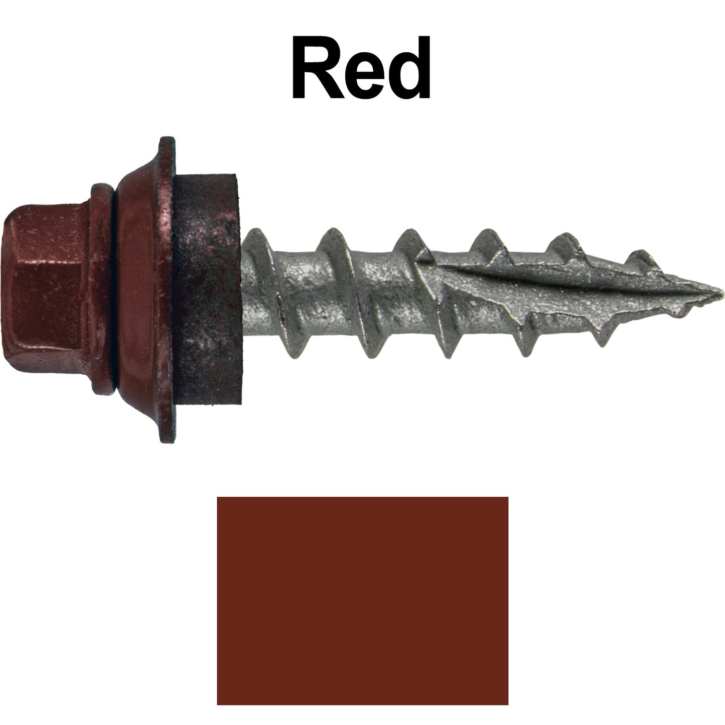12 X 1" Metal Roofing Screws For OSB and Plywood - Galvanized Metal to Wood Type 17 Tip - 1/4" Hex Head - Assembled EPDM Washer