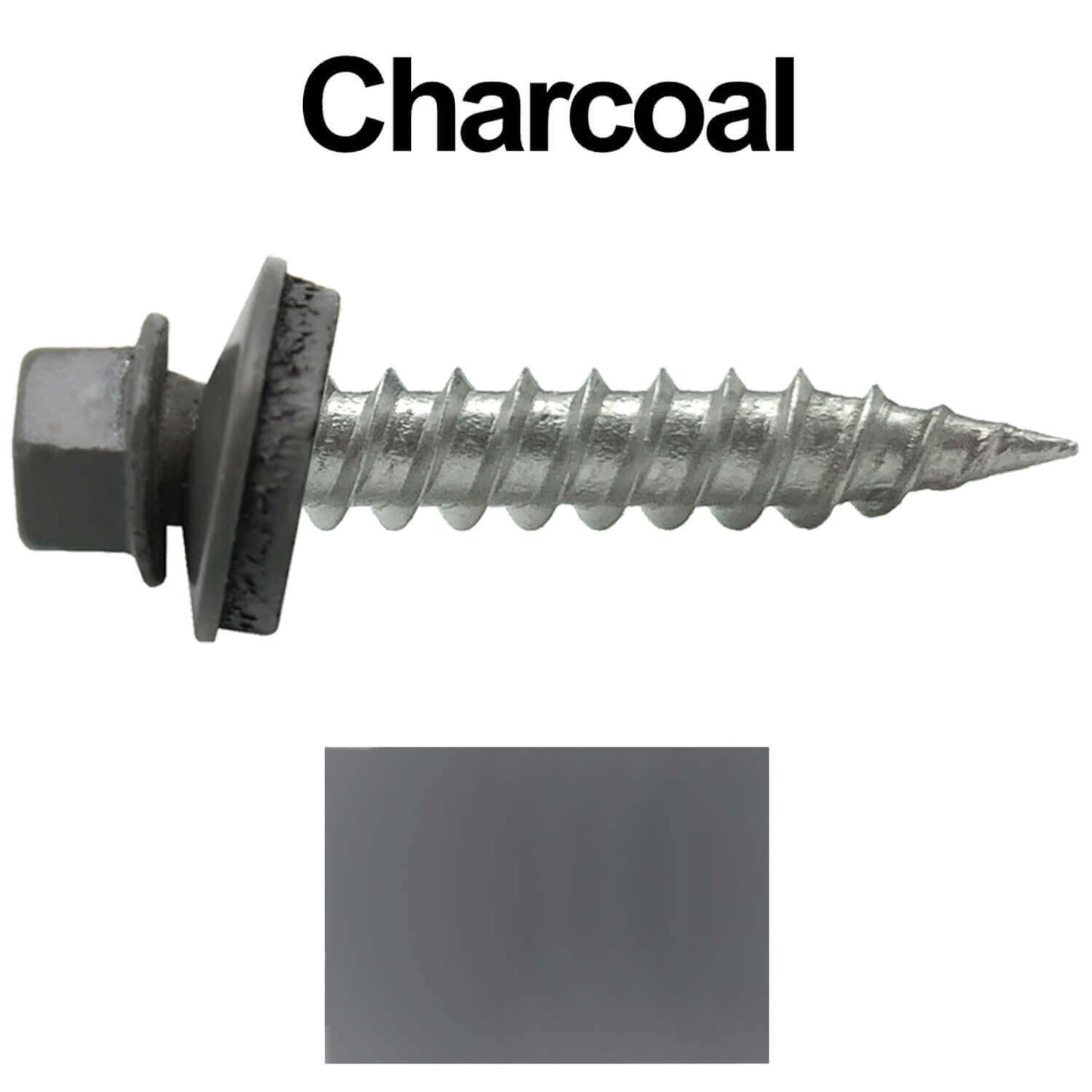 #9 x 1" Stainless Steel Metal Roofing Screws - Hex Washer Head - Self-Piercing (SP) tip metal to wood siding screws. EPDM washer. Colored head.