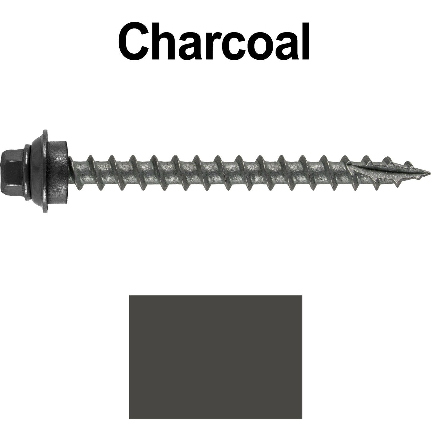 12 X 2-1/2" Metal Roofing Screws For OSB and Plywood - Galvanized Metal to Wood Type 17 Tip - 1/4" Hex Head - Assembled EPDM Washer