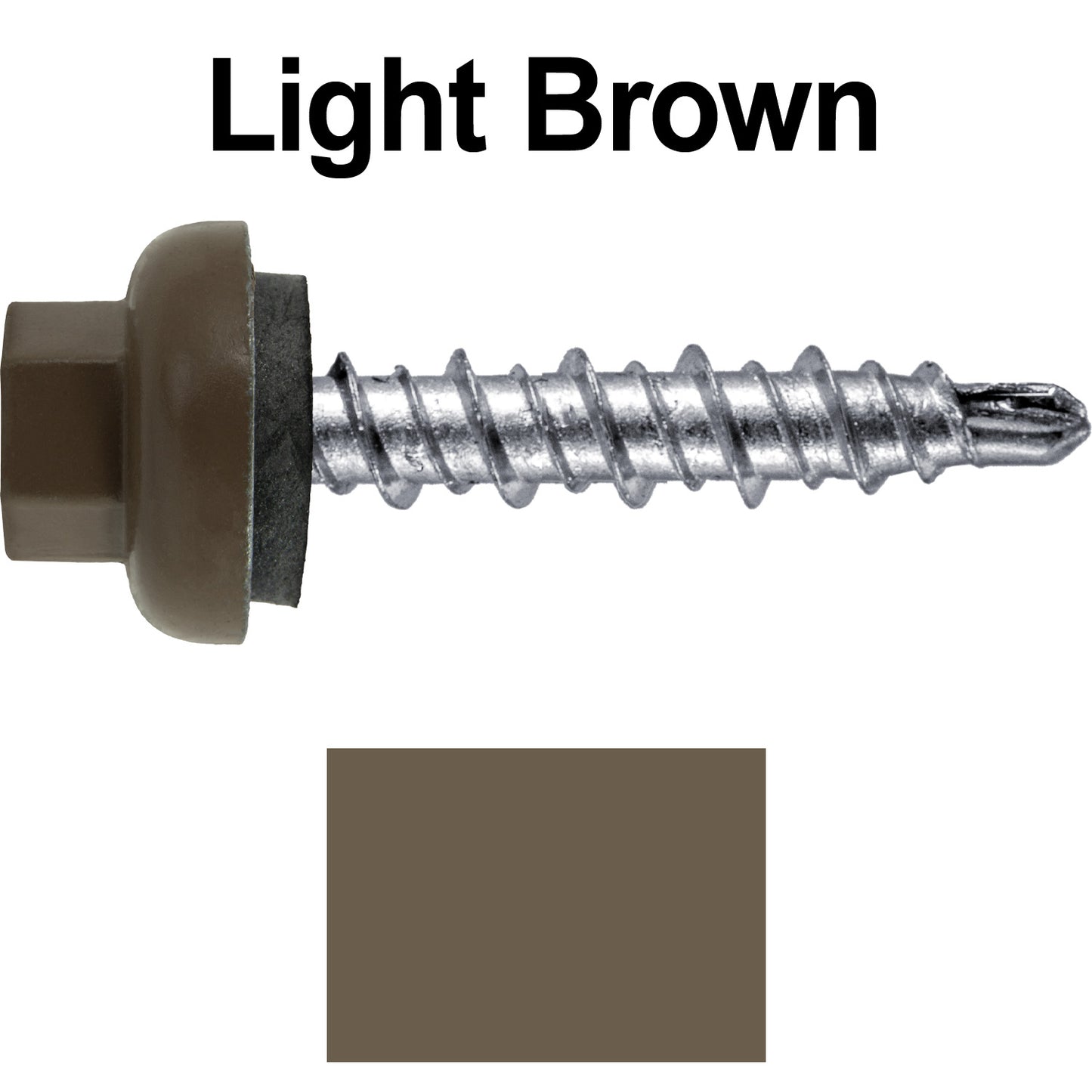 10 X 1" Zinc Aluminum Cap MINI-DRILLER Roofing Screws HI-LO THREAD Zinc Plated Carbon Steel Shank - EPDM Washer - Colored head