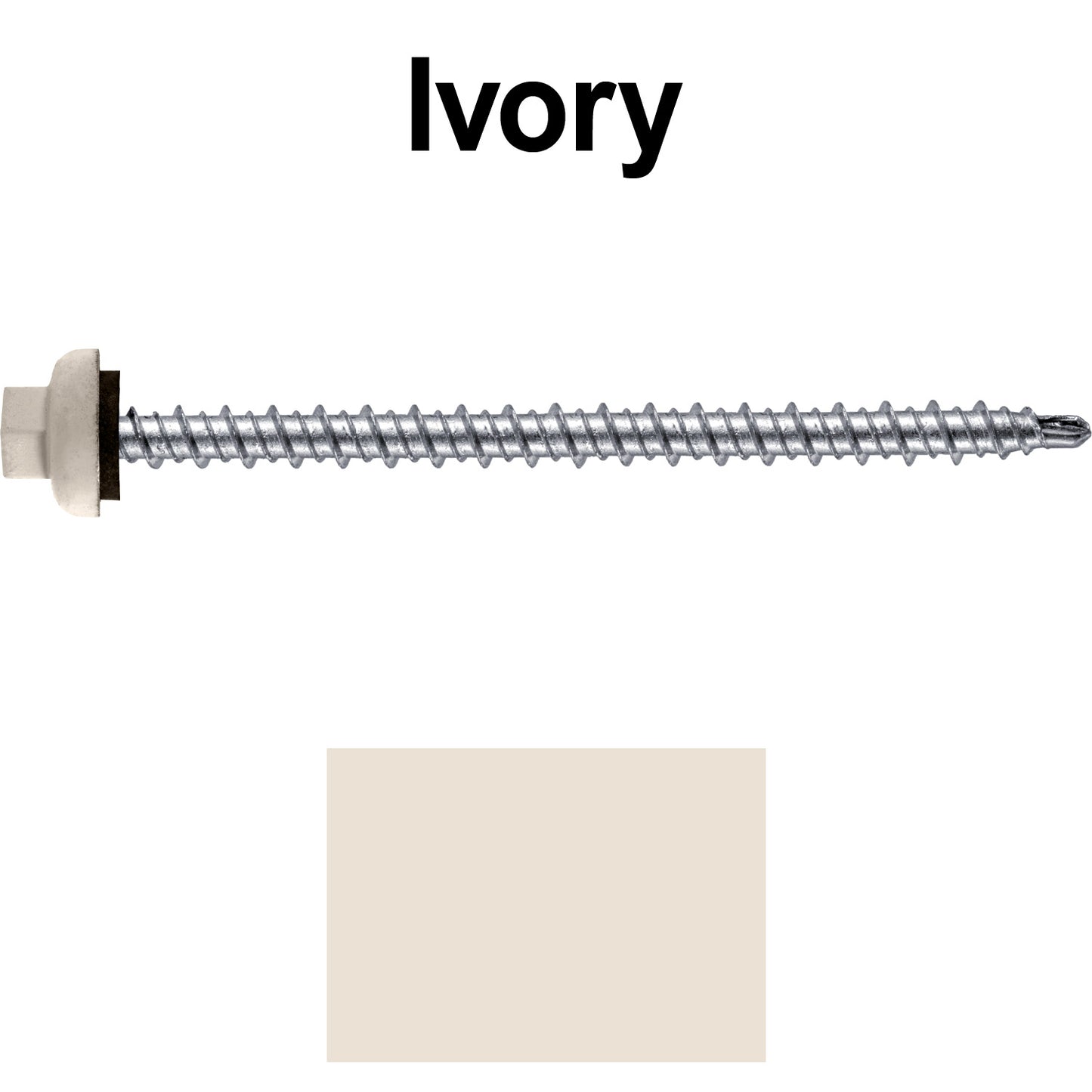 10 X 3" Zinc Aluminum Cap MINI-DRILLER Roofing Screws HI-LO THREAD Zinc Plated Carbon Steel Shank - EPDM Washer - Colored head