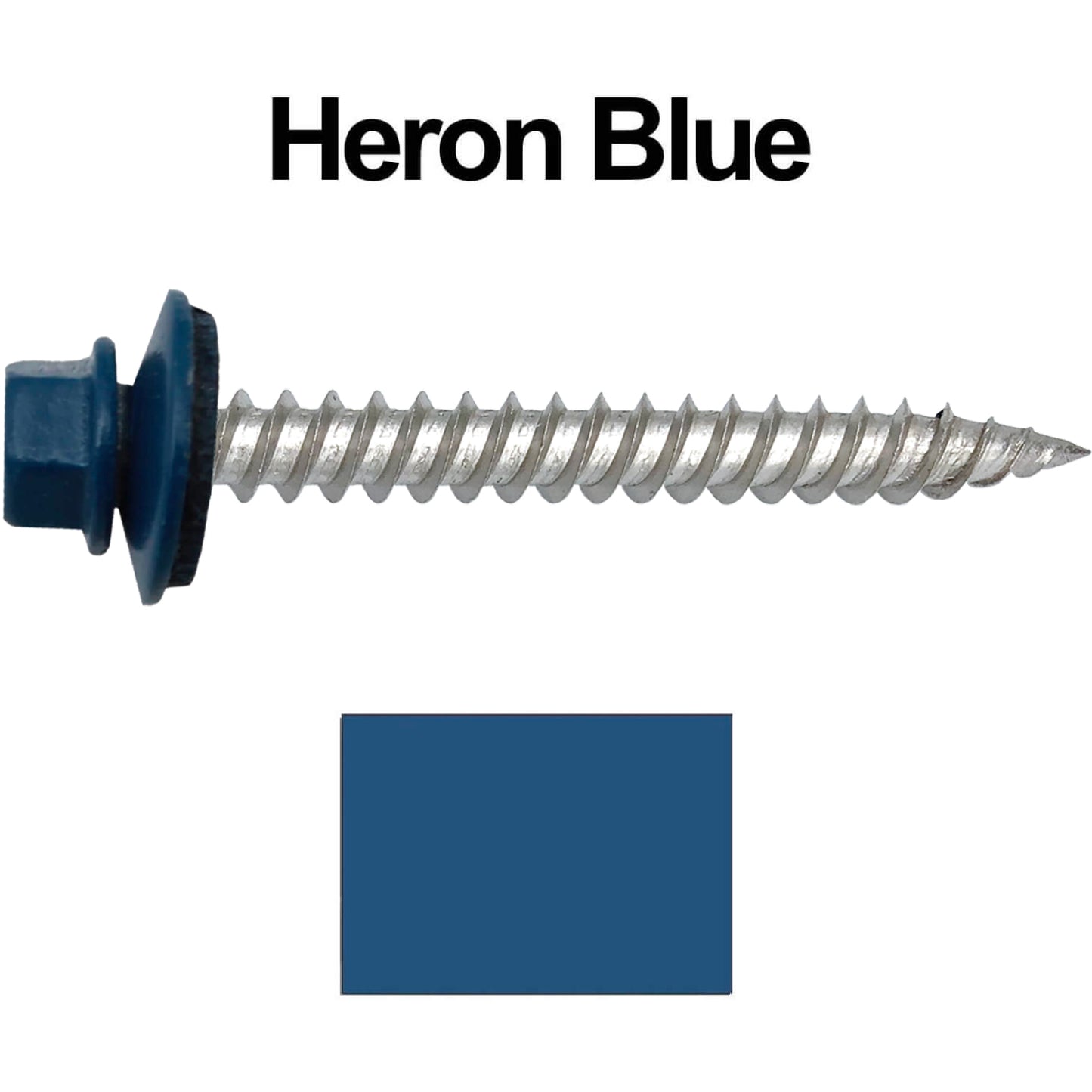 12 x 2" Stainless Steel Metal Roofing Screw - Hex ReGrip Washer Head - Self starting/self tapping - EPDM washer. Colored head.