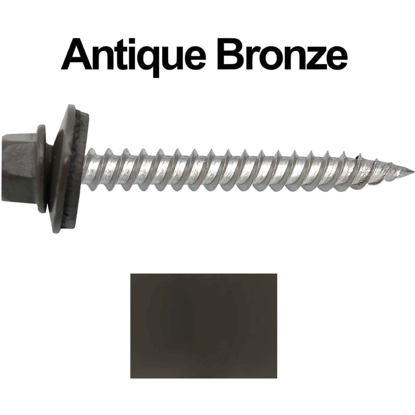 12 x 2" Stainless Steel Metal Roofing Screw - Hex ReGrip Washer Head - Self starting/self tapping - EPDM washer. Colored head.