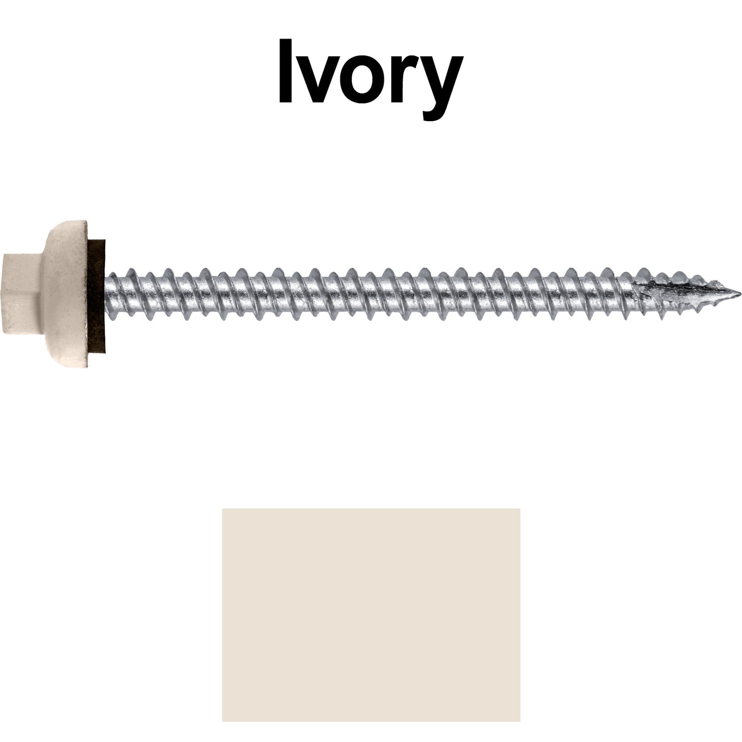 10 X 2-1/2" HI-LO Zinc Aluminum Cap Metal Roofing Screws - Hex Washer Head - Self starting/self tapping - EPDM washer. Colored head.
