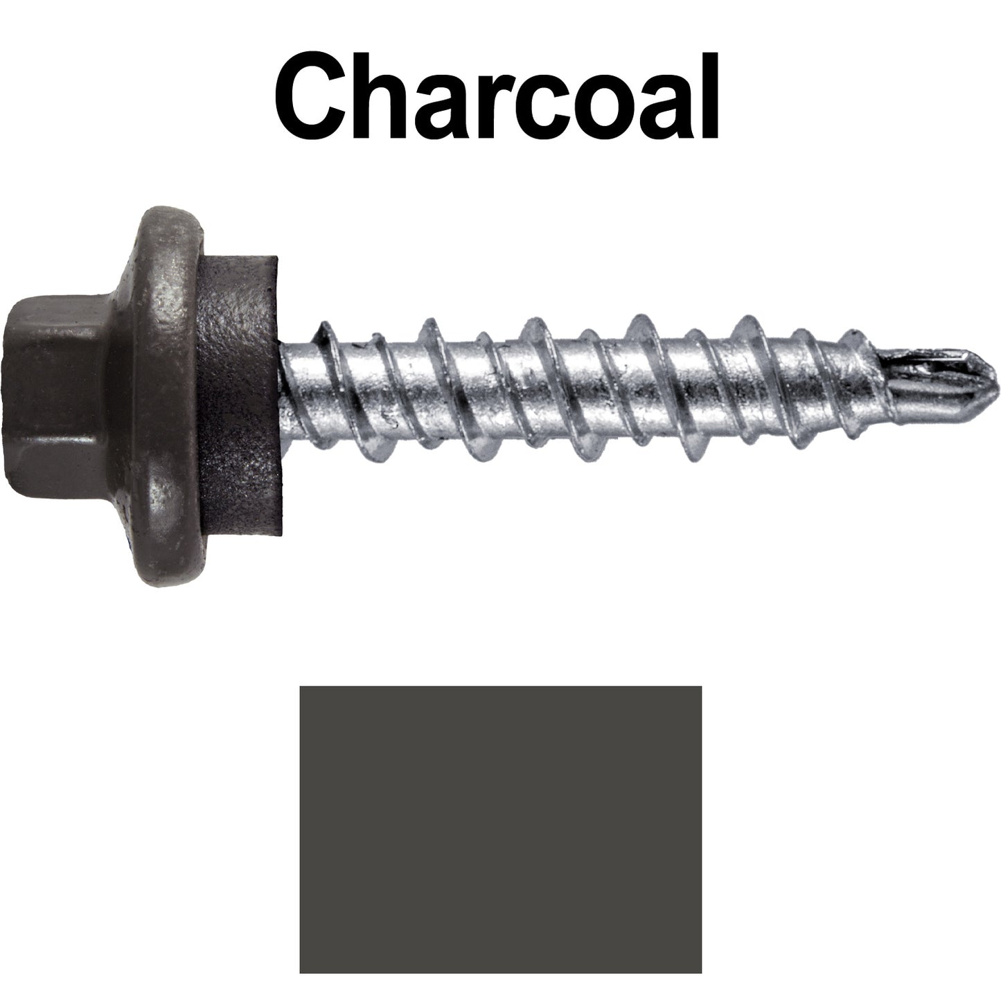 #10 x 1" Stainless Steel Mini Driller Sheet Metal Roofing Screw - Hex Washer Cap - Self starting metal to wood siding screws - EPDM washer. Colored Head.
