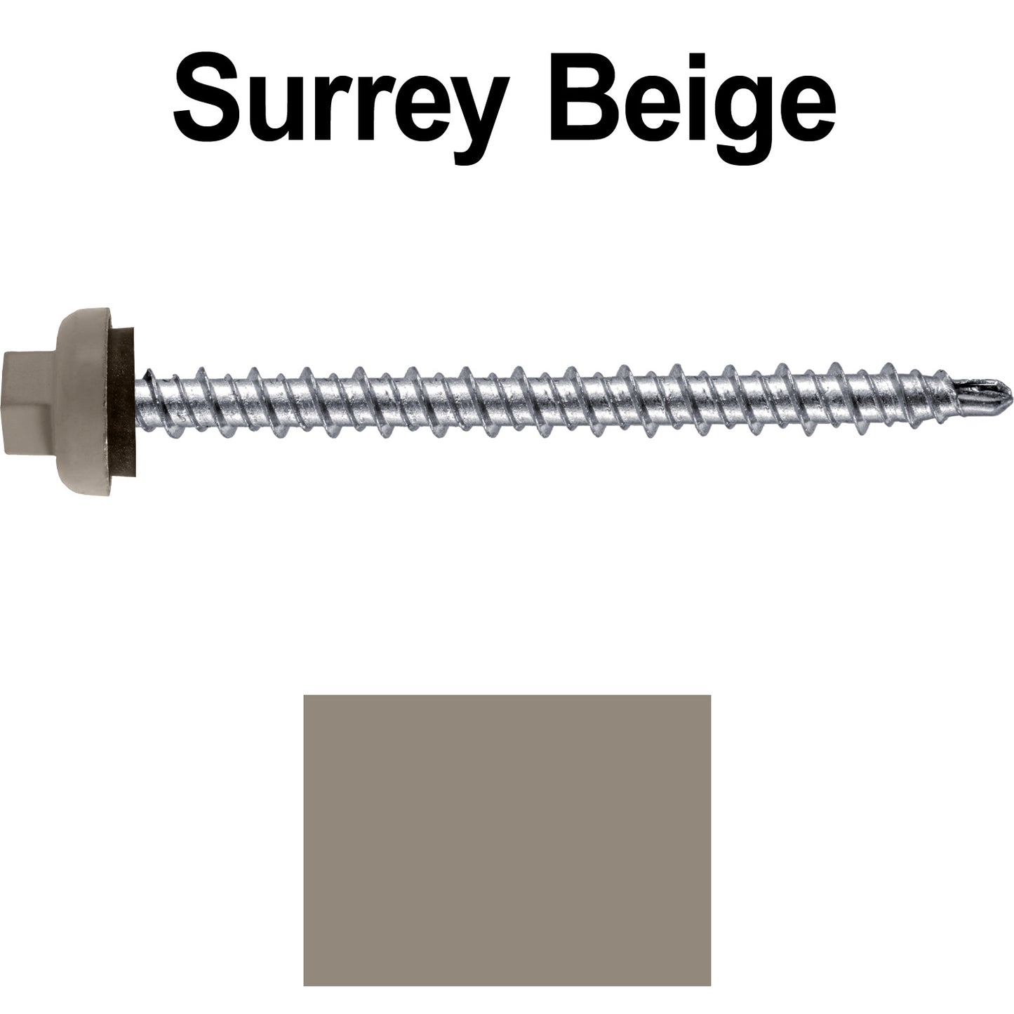 10 X 2-1/2" Zinc Aluminum Cap MINI-DRILLER Roofing Screws HI-LO THREAD Zinc Plated Carbon Steel Shank - EPDM Washer - Colored head