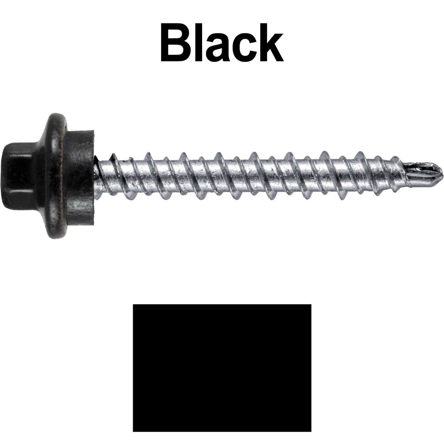 #10 x 1-1/2" Stainless Steel Mini Driller Sheet Metal Roofing Screw - Hex Washer Cap - Self starting metal to wood siding screws - EPDM washer. Colored head.