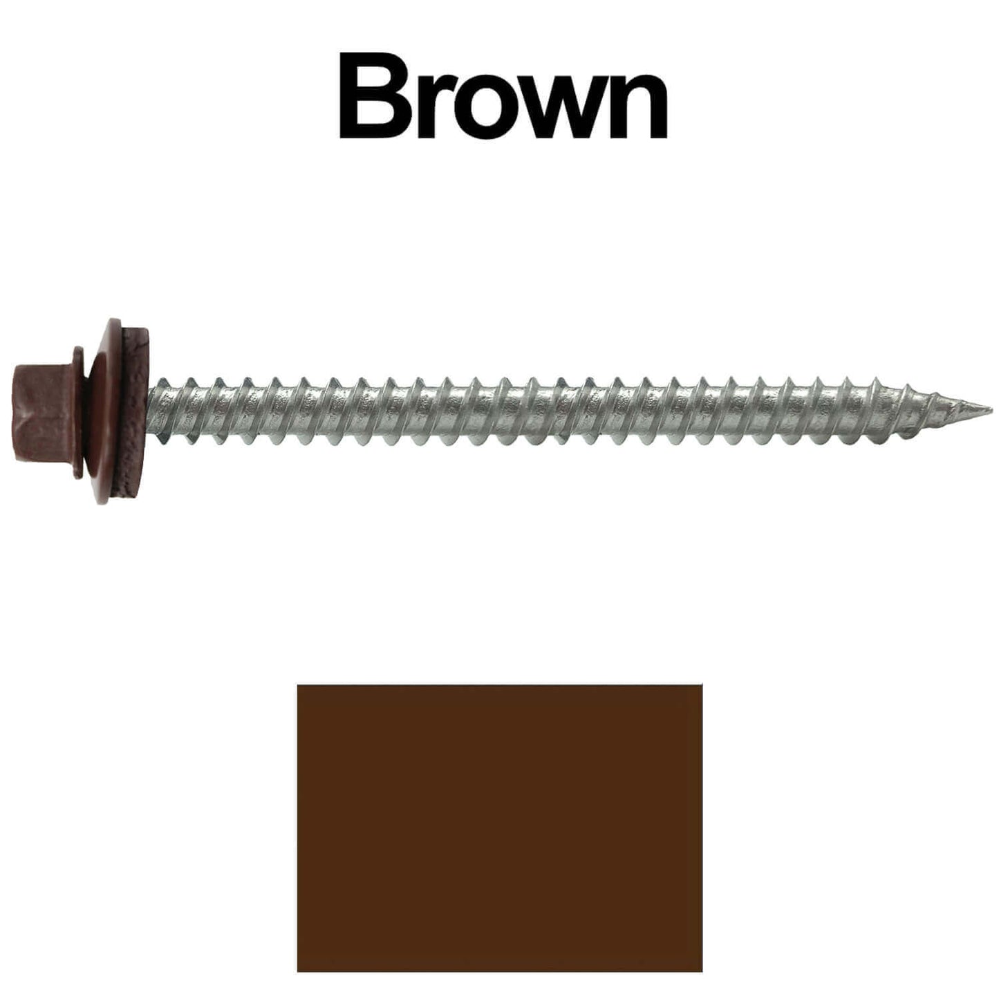 9 x 2-1/2" - Stainless Steel Metal Roofing Screws - Hex Washer Head - Self starting metal to wood siding screws. EPDM washer. Colored head.