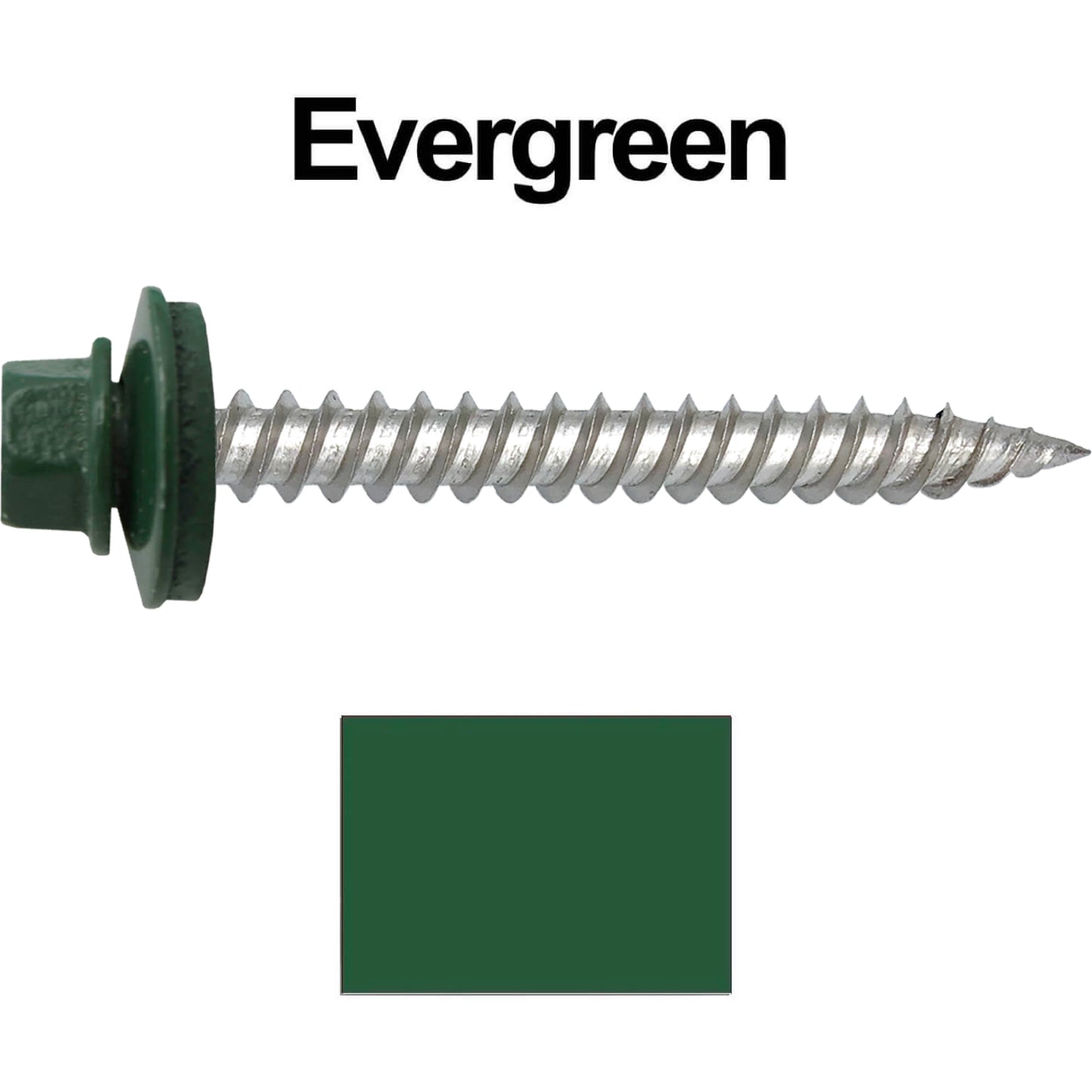 12 x 2" Stainless Steel Metal Roofing Screw - Hex ReGrip Washer Head - Self starting/self tapping - EPDM washer. Colored head.