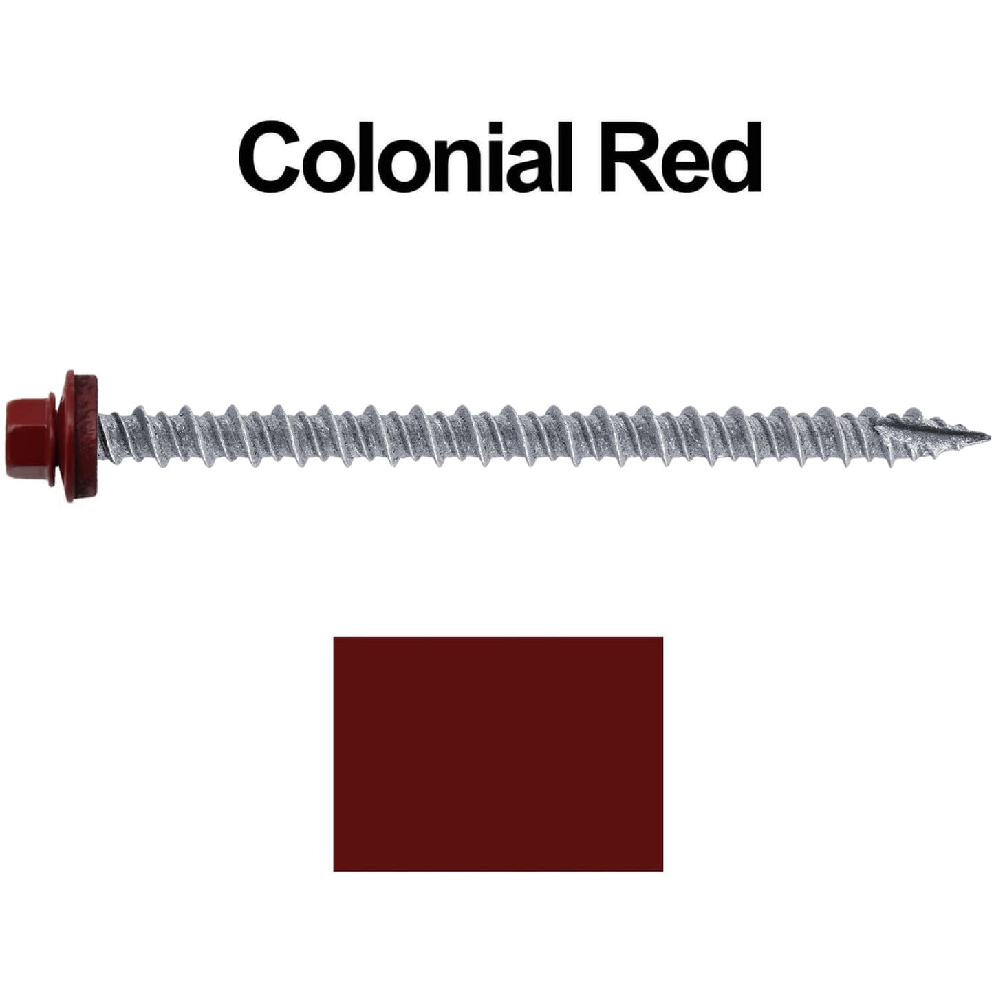 #10 x 3" Metal ROOFING SCREWS - Hex Washer Head - Self starting/self tapping - EPDM washer. Colored head.