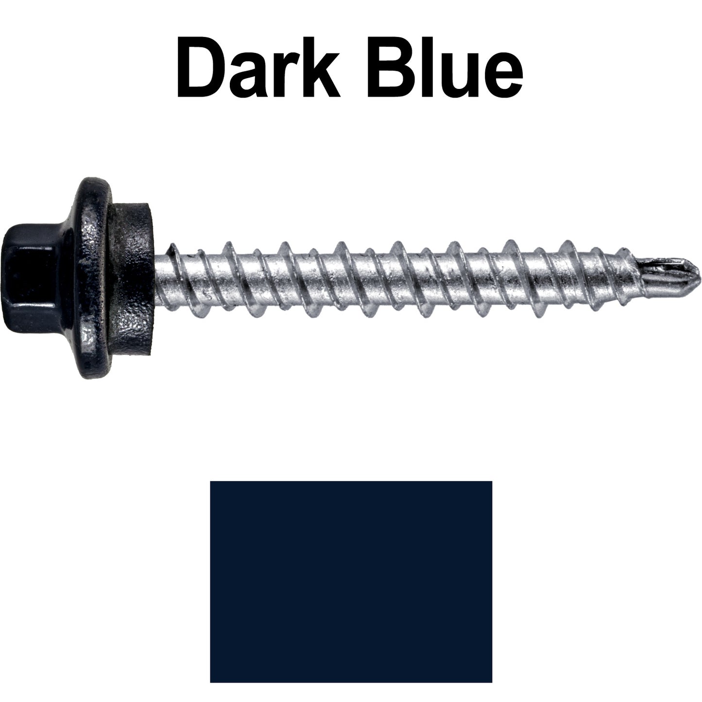 #10 x 1-1/2" Stainless Steel Mini Driller Sheet Metal Roofing Screw - Hex Washer Cap - Self starting metal to wood siding screws - EPDM washer. Colored head.