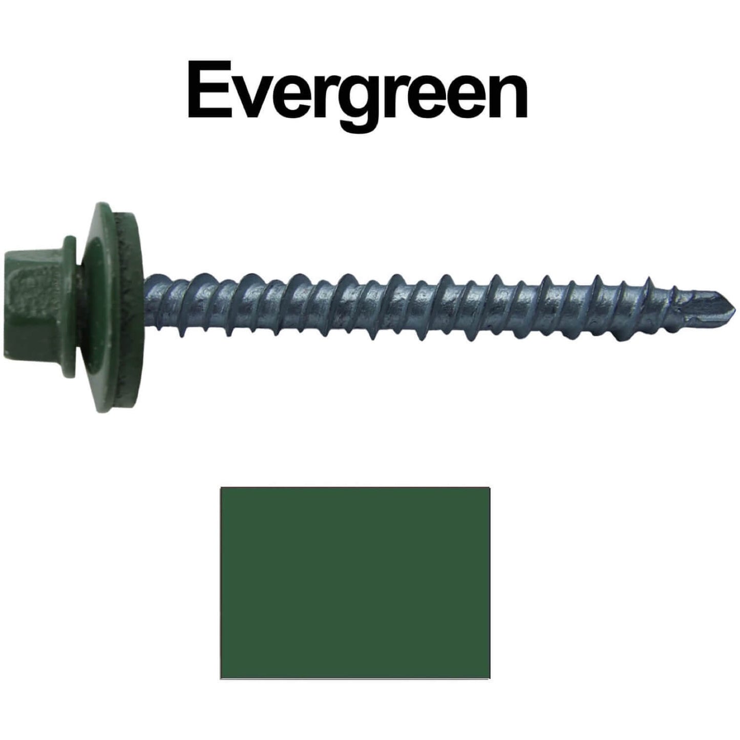10 x 2" - Mini Driller Sheet Metal Roofing Screw - Hex Washer Head - Self starting metal to wood siding screws. EPDM washer. Colored head.