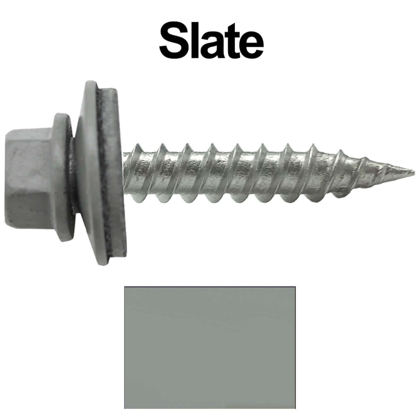 #9 x 1" Stainless Steel Metal Roofing Screws - Hex Washer Head - Self-Piercing (SP) tip metal to wood siding screws. EPDM washer. Colored head.