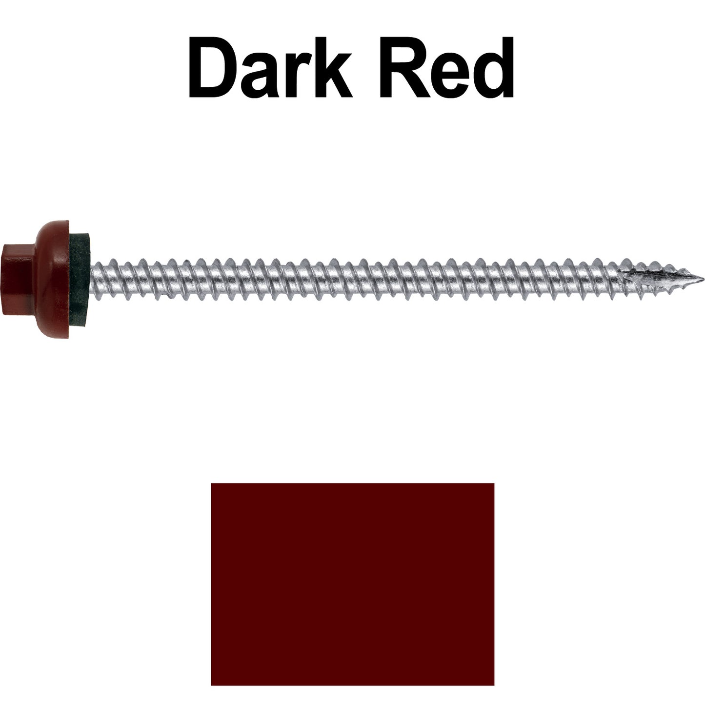 10 X 3“ HI-LO Zinc Aluminum Cap Metal Roofing Screws - Hex Washer Head - Self starting/self tapping - EPDM washer. Colored head.
