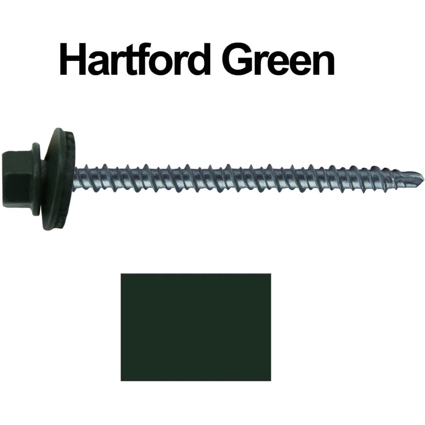 #10 x 3" Mini Driller Sheet Metal Roofing Screw - Hex Washer Head - Self starting metal to wood siding screws. EPDM washer. Colored head.