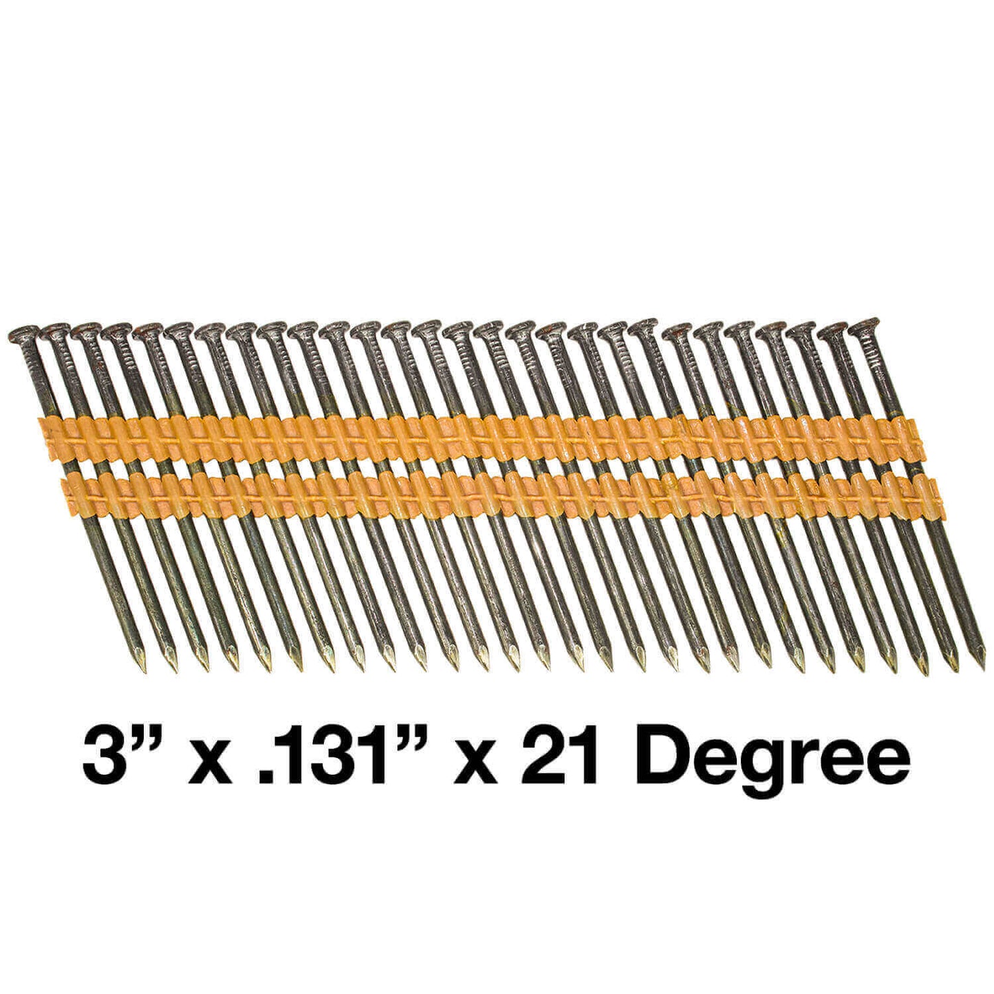 21 Degree Collated Nails - Vinyl coated framing nails in Smooth Shank and Ring Shank Galvanized.