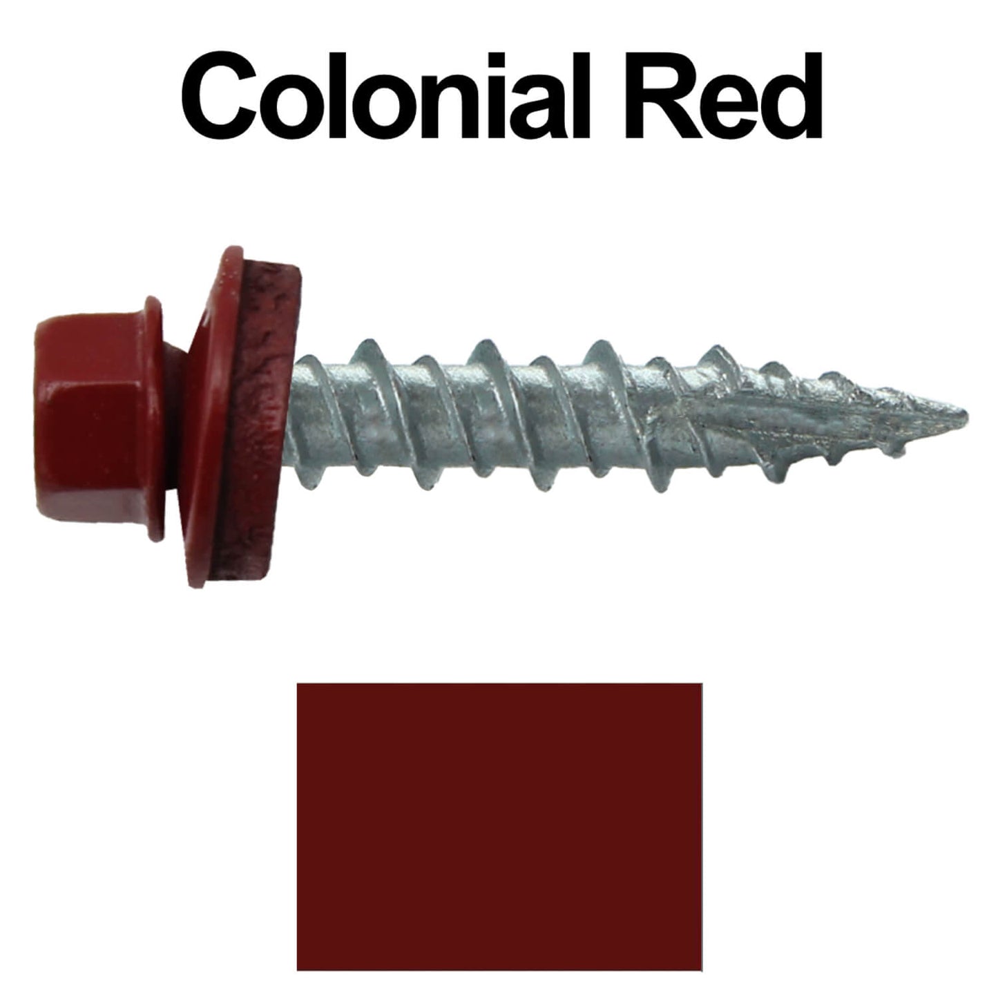#10 x 1" Metal ROOFING SCREWS - Hex Washer Head - Self starting/self tapping - EPDM washer. Colored head.