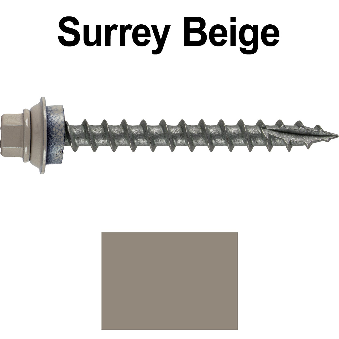 12 X 2" Metal Roofing Screws For OSB and Plywood - Galvanized Metal to Wood Type 17 Tip - 1/4" Hex Head - Assembled EPDM Washer