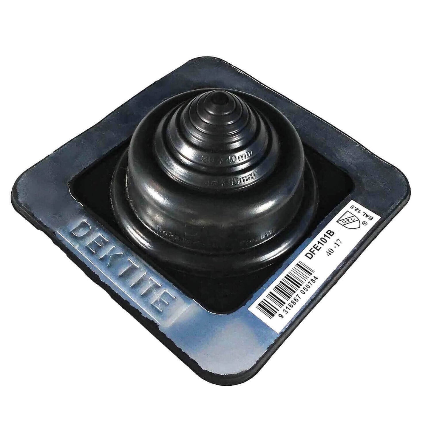 DEKTITE SQUARE BLACK EPDM Flexible Pipe Flashing, Roof Jack, Pipe Boot Flashing Dektite