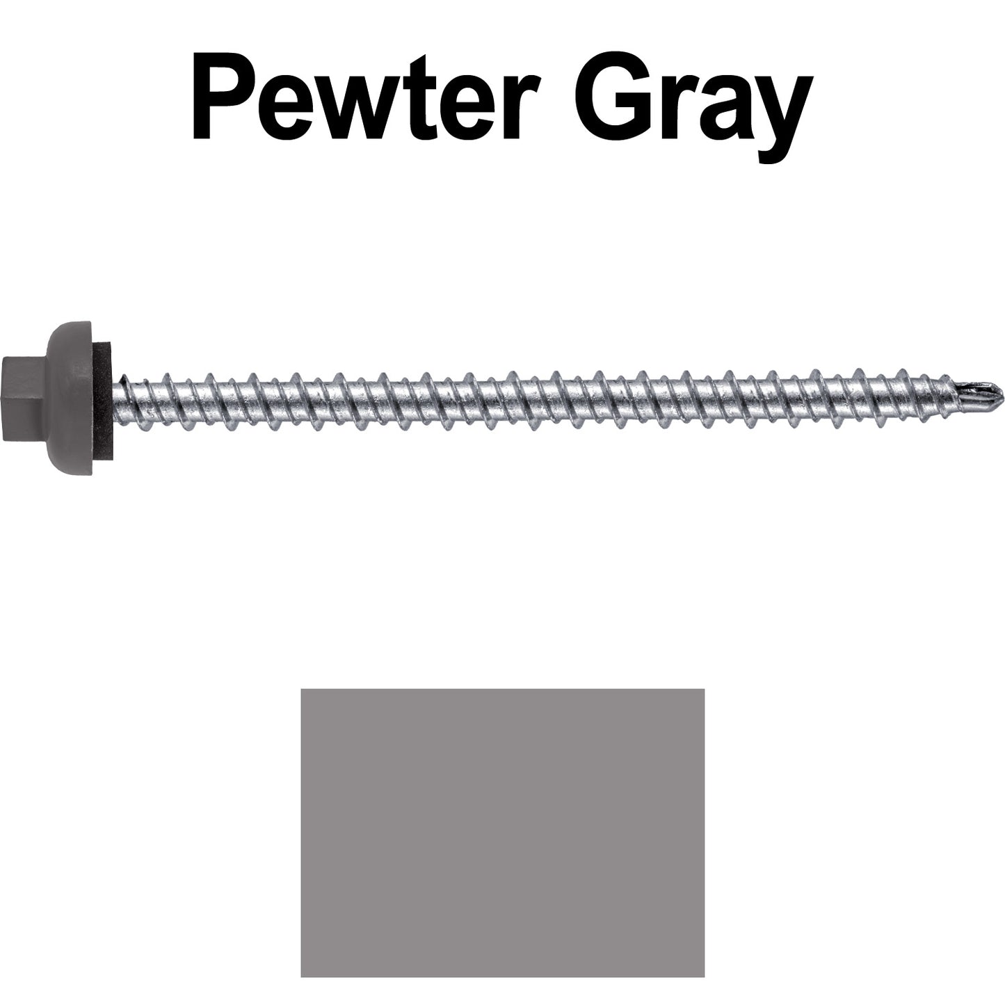 10 X 3" Zinc Aluminum Cap MINI-DRILLER Roofing Screws HI-LO THREAD Zinc Plated Carbon Steel Shank - EPDM Washer - Colored head