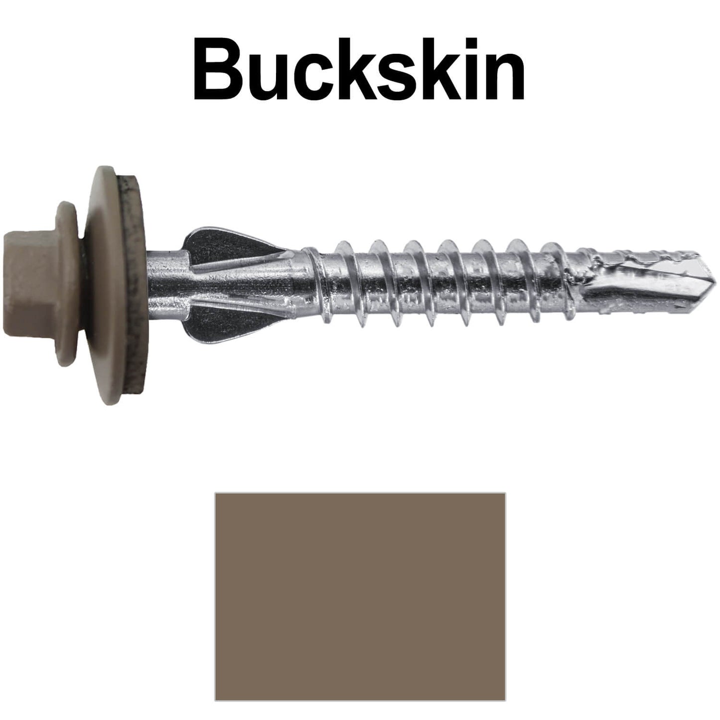 12 X 1-1/2" PFP STAINLESS STEEL Fastener - 1/4" Washer Hex Head - #3 Drill Point Tip - For Polycarbonite, Fiberglass and PVC sheeting. Colored head.
