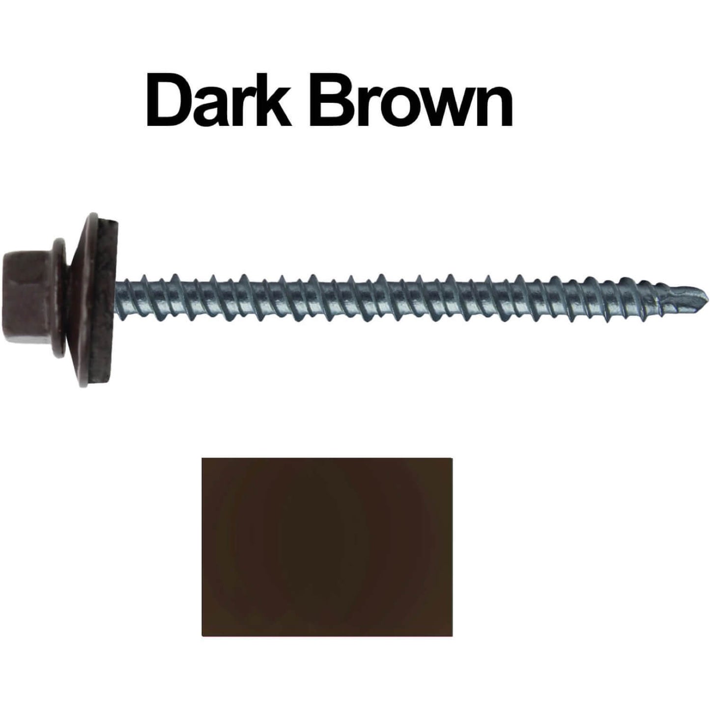 #10 x 3" Mini Driller Sheet Metal Roofing Screw - Hex Washer Head - Self starting metal to wood siding screws. EPDM washer. Colored head.
