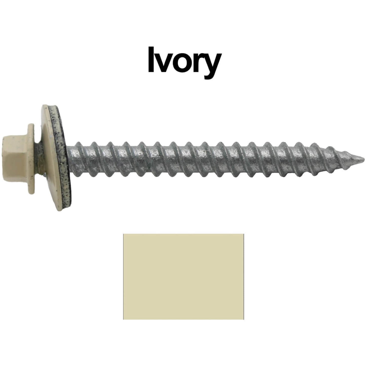 #12 x 2" RE-GRIP METAL ROOFING SCREWS - Hex Washer Head - Self starting/self tapping - EPDM washer. Colored head.