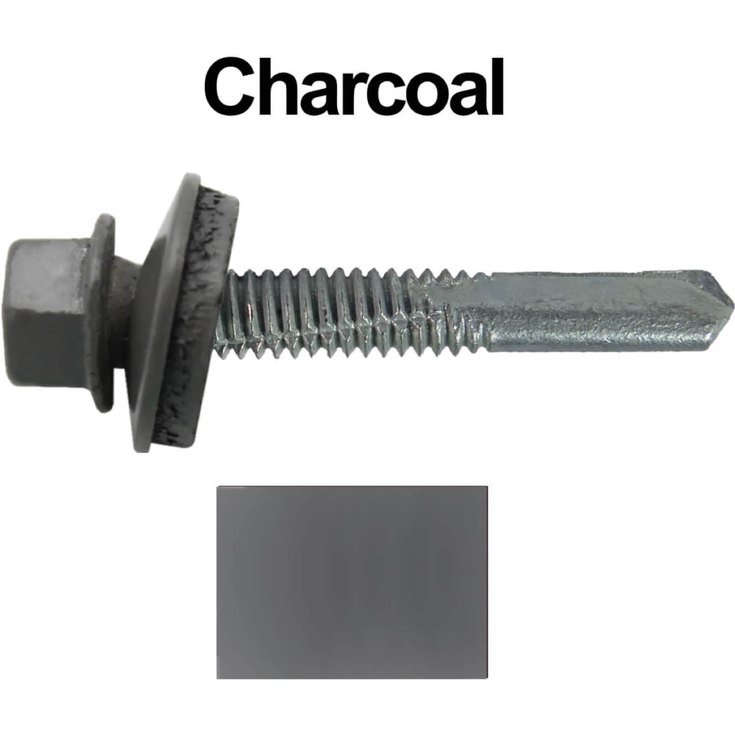 #12 x 1-1/2" Metal to Metal Type #5 Roofing Screws - Hex Head Drill Point. 9/16" EPDM Washer. Colored Head.