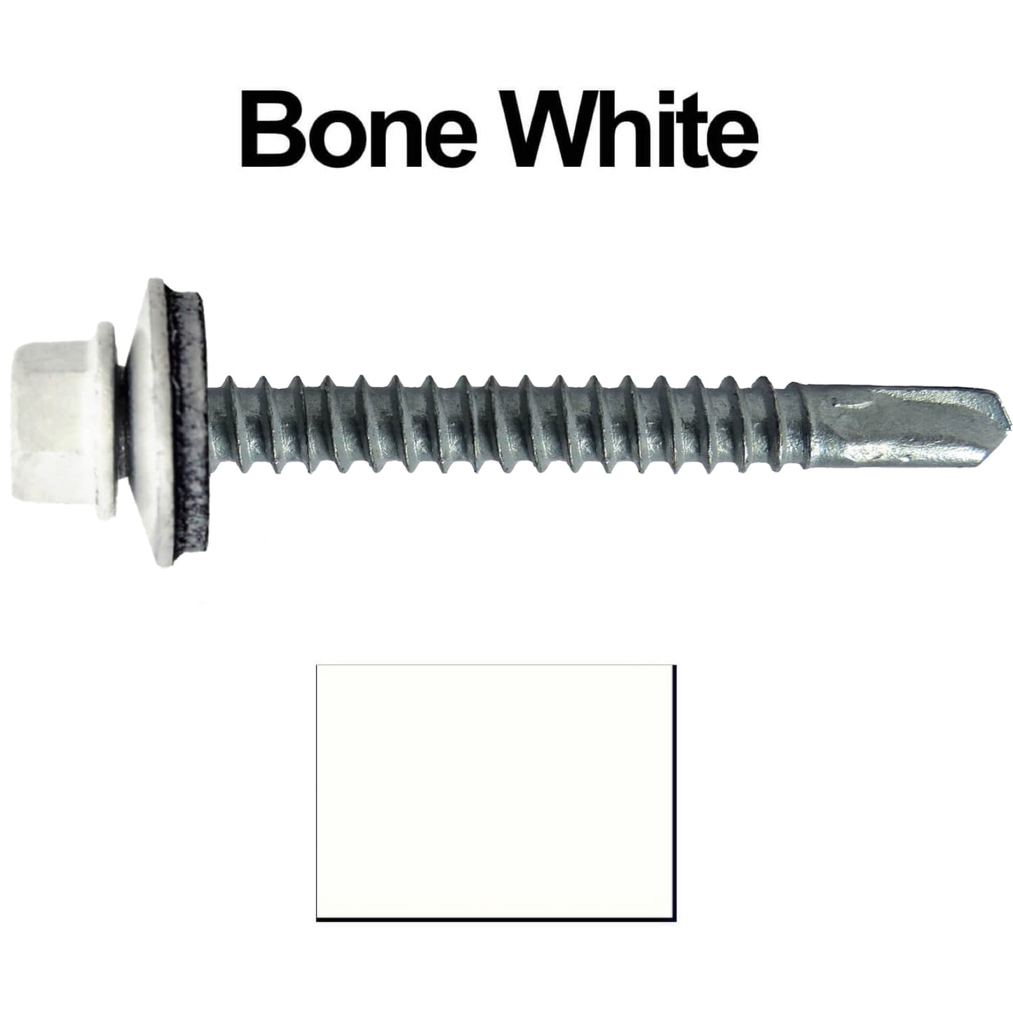 #12 x 2-1/2" Metal to Metal Type #3 Metal Roofing Screws - Hex Head Drill Point - 9/16" EPDM Washer. Colored head.