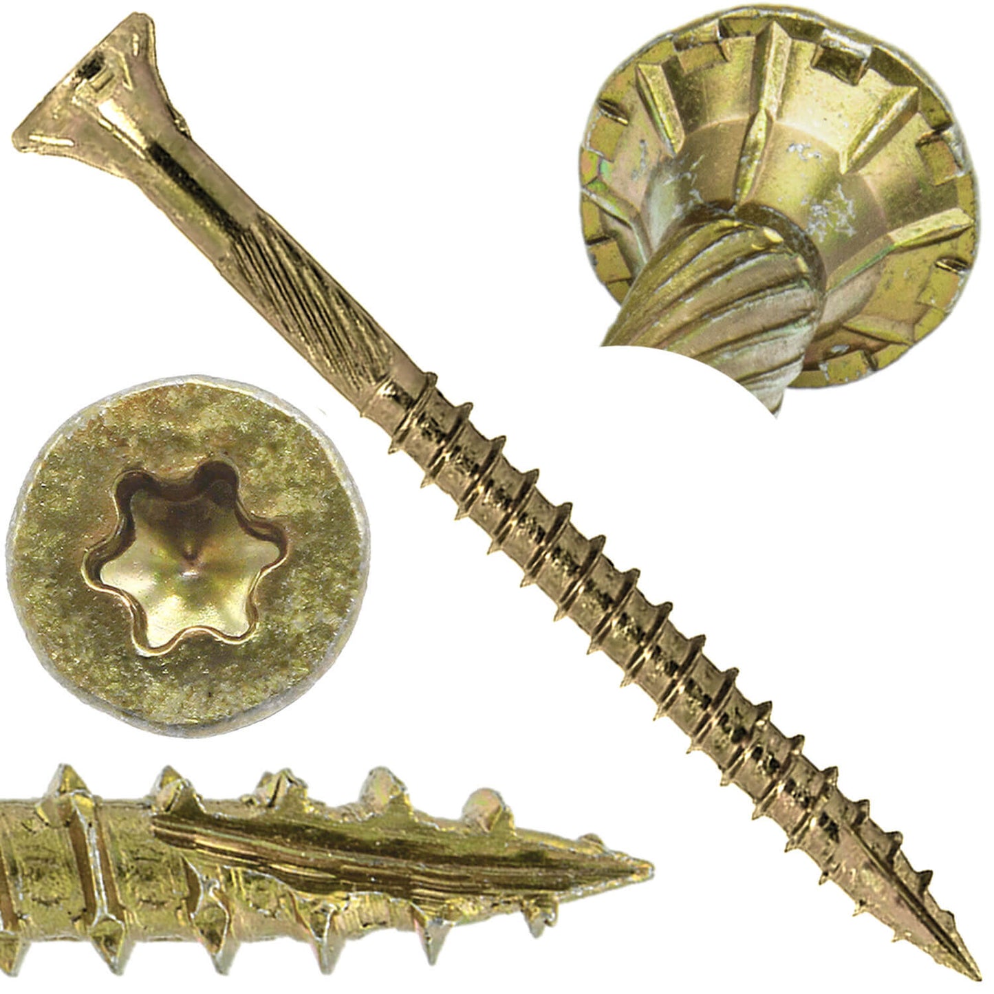 #10 x 2" Gold Star Wood Screw, T-30 Torx Drive, Flat Head (OVERSTOCK)