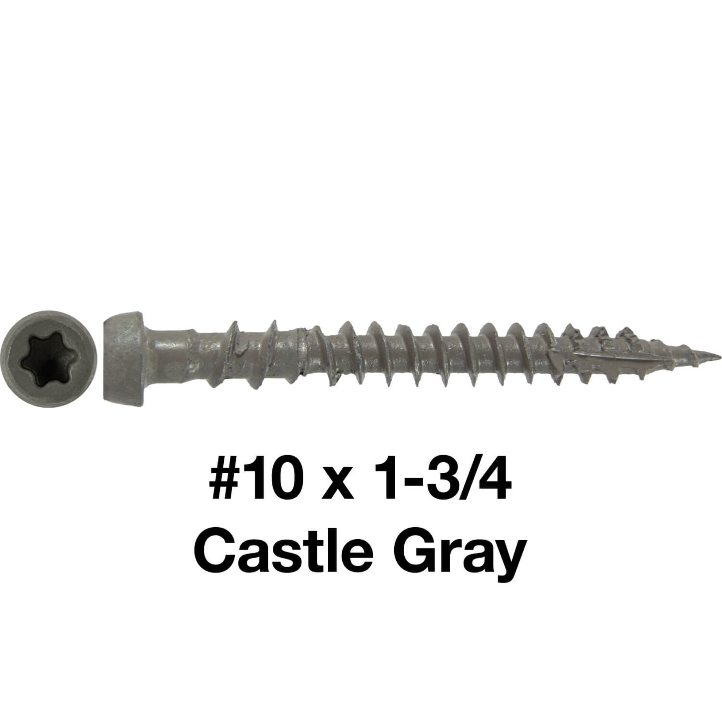 #10 x 1-3/4" Colored Composite Decking Wood Screws with Torx/Star Drive Head (T20 Bit), Exterior Coated, Compatible with Pressure Treated and ACQ Lumber