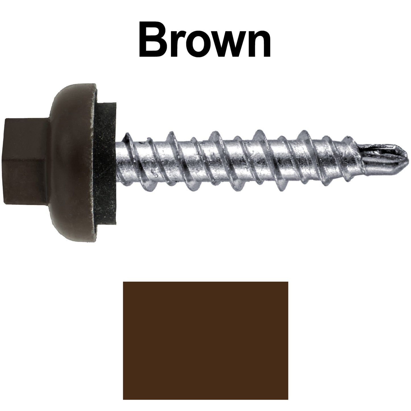 10 X 1" Zinc Aluminum Cap MINI-DRILLER Roofing Screws HI-LO THREAD Zinc Plated Carbon Steel Shank - EPDM Washer - Colored head