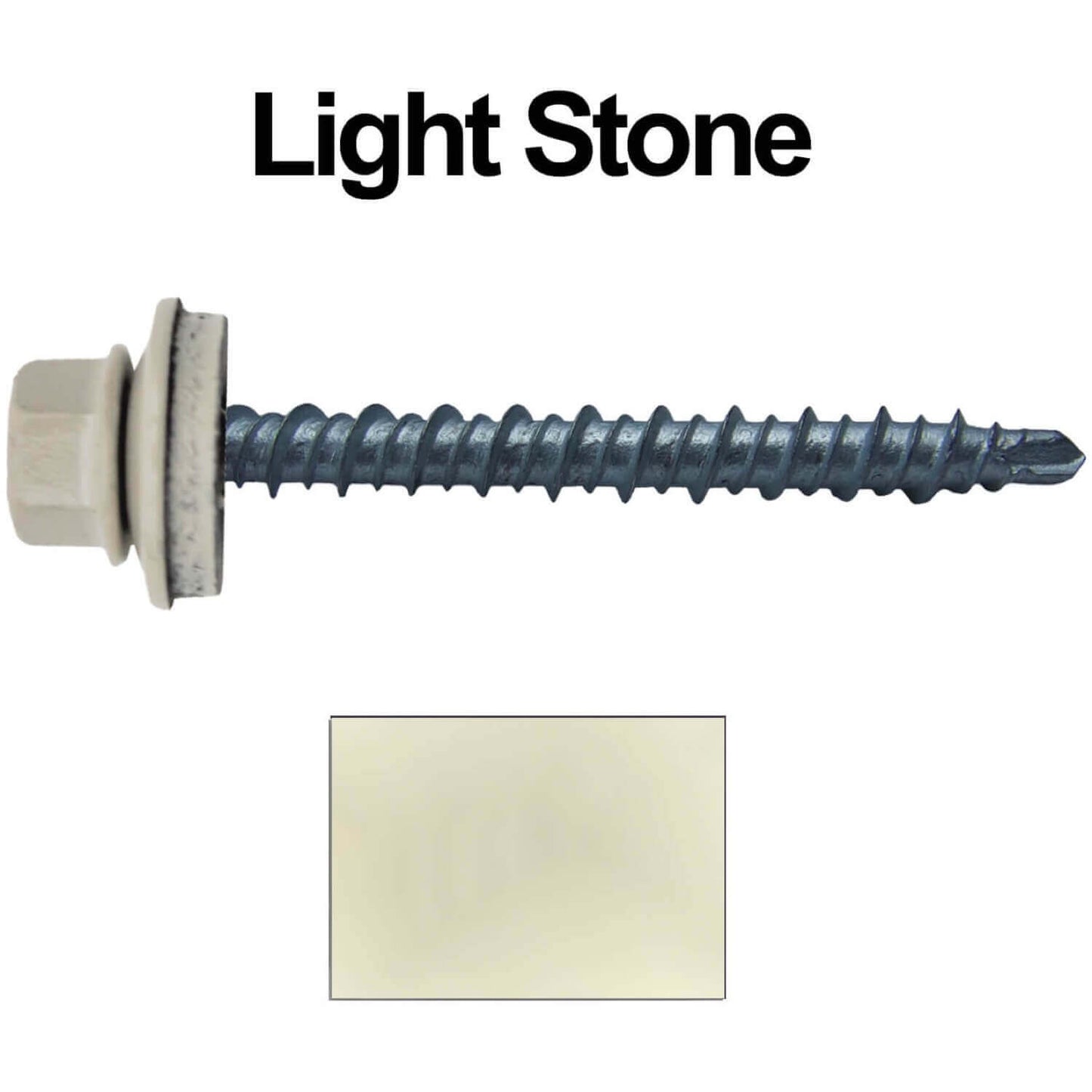10 x 2" - Mini Driller Sheet Metal Roofing Screw - Hex Washer Head - Self starting metal to wood siding screws. EPDM washer. Colored head.