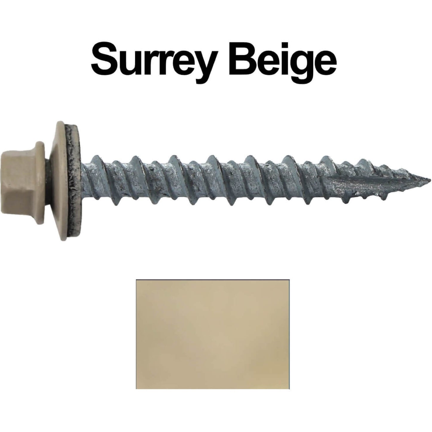 #10 x 1-1/2" Metal ROOFING SCREWS - Hex Washer Head - Self starting/self tapping - EPDM washer. Colored head.