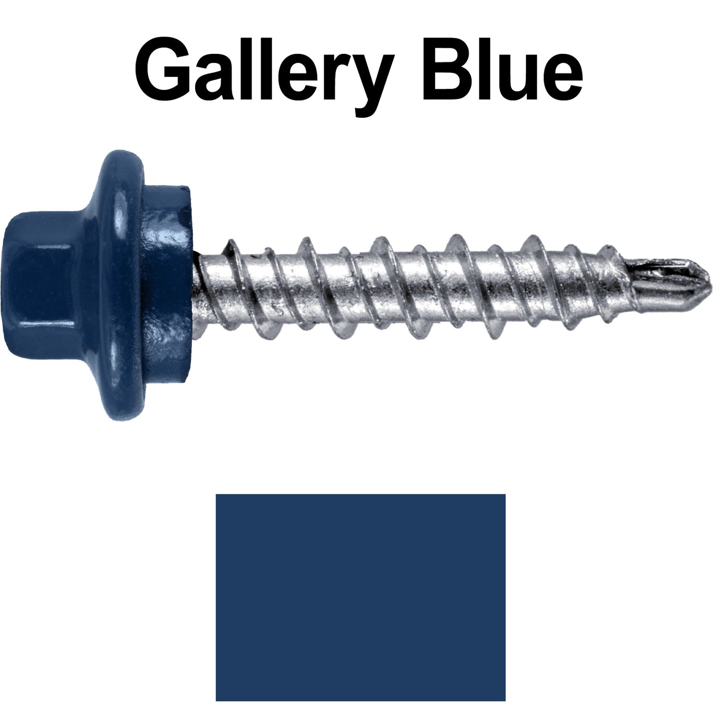 #10 x 1" Stainless Steel Mini Driller Sheet Metal Roofing Screw - Hex Washer Cap - Self starting metal to wood siding screws - EPDM washer. Colored Head.
