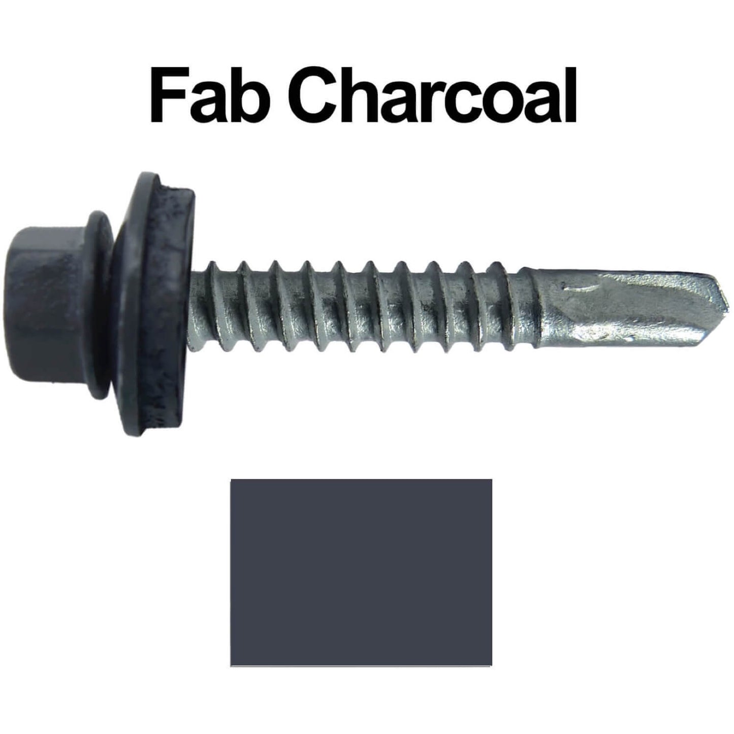 #12x1-1/2" Metal to Metal Type #3 Metal Roofing Screws- Hex Head Drill Point - 9/16" EPDM Washer. Colored head.