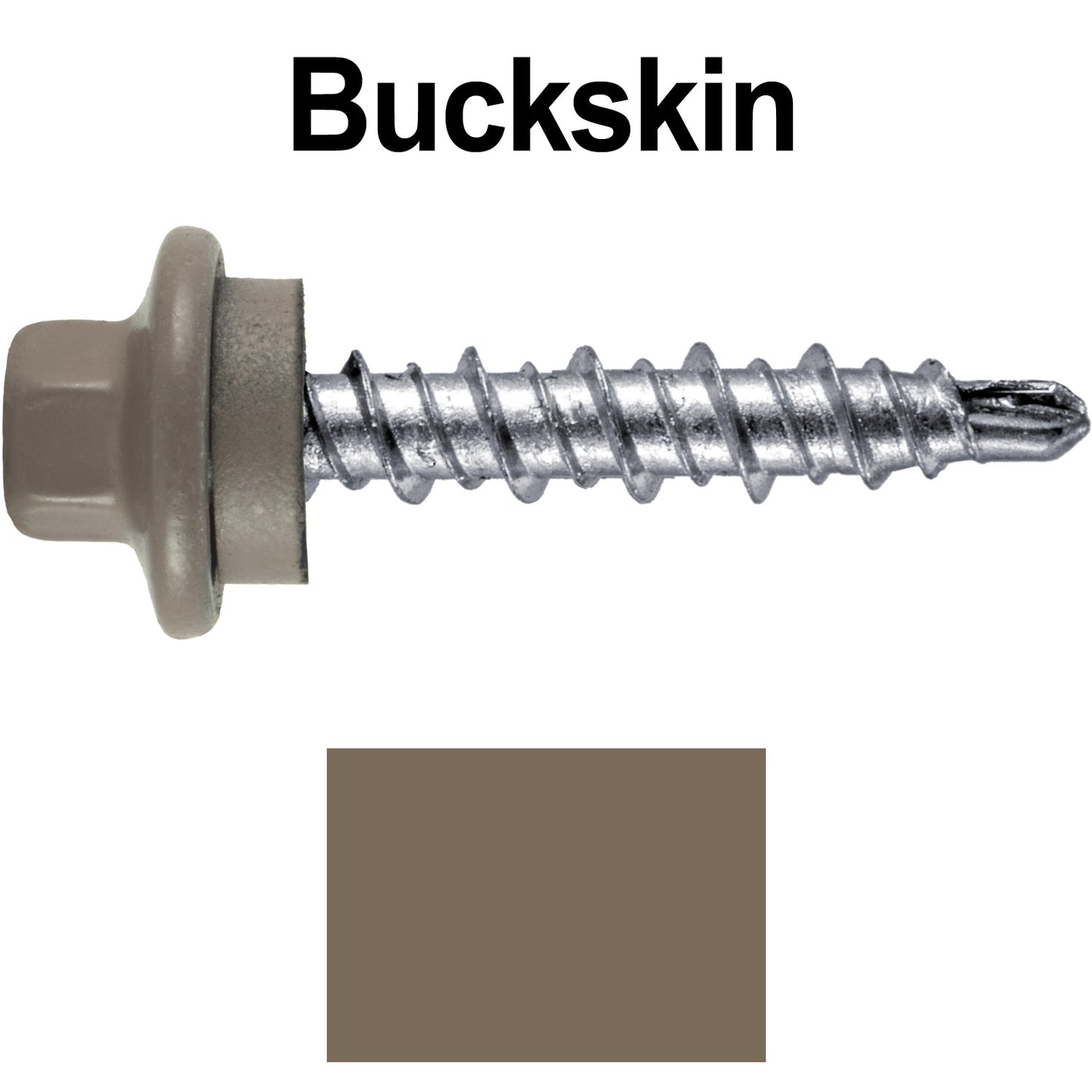 #10 x 1" Stainless Steel Mini Driller Sheet Metal Roofing Screw - Hex Washer Cap - Self starting metal to wood siding screws - EPDM washer. Colored Head.