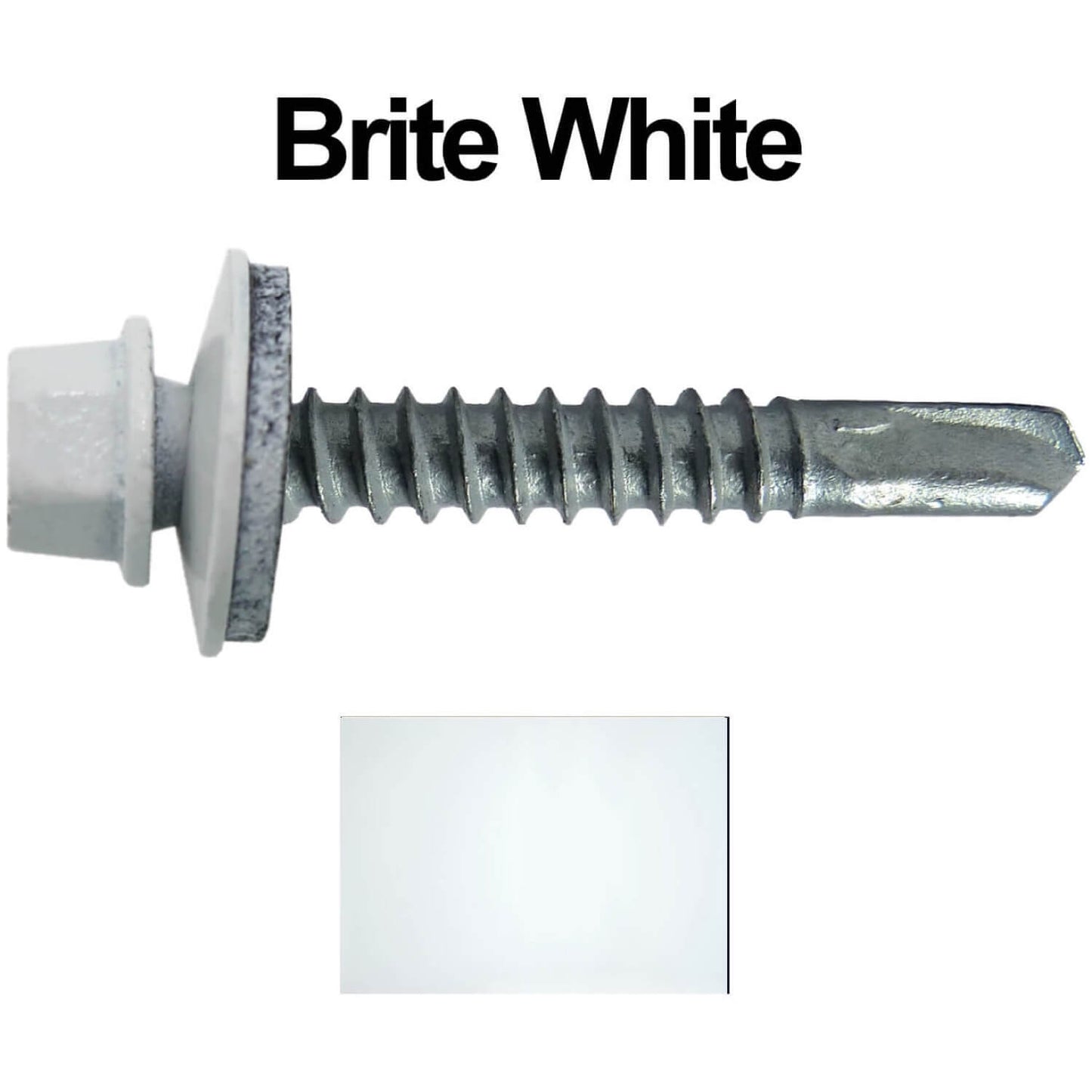 #12x1-1/2" Metal to Metal Type #3 Metal Roofing Screws- Hex Head Drill Point - 9/16" EPDM Washer. Colored head.