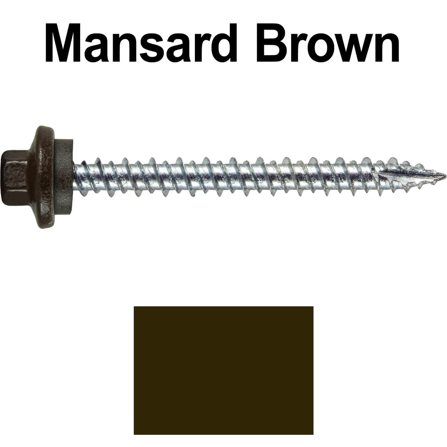 10 x 2” - STAINLESS HEX / ZINC Sheet Metal Roof Screw. Self starting metal to wood siding screws. EPDM washer. Colored head.